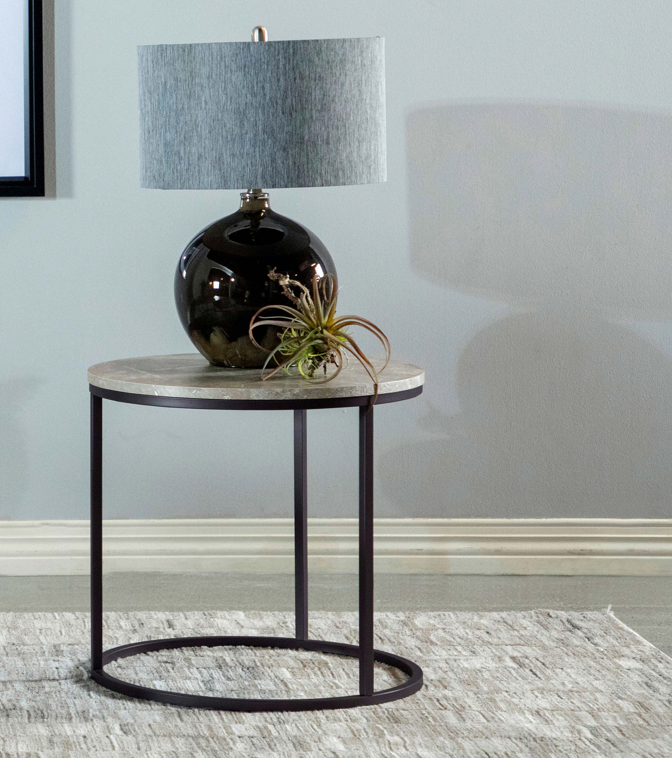 Lainey Round Faux Marble Side End Table Grey-CoasterEveryday