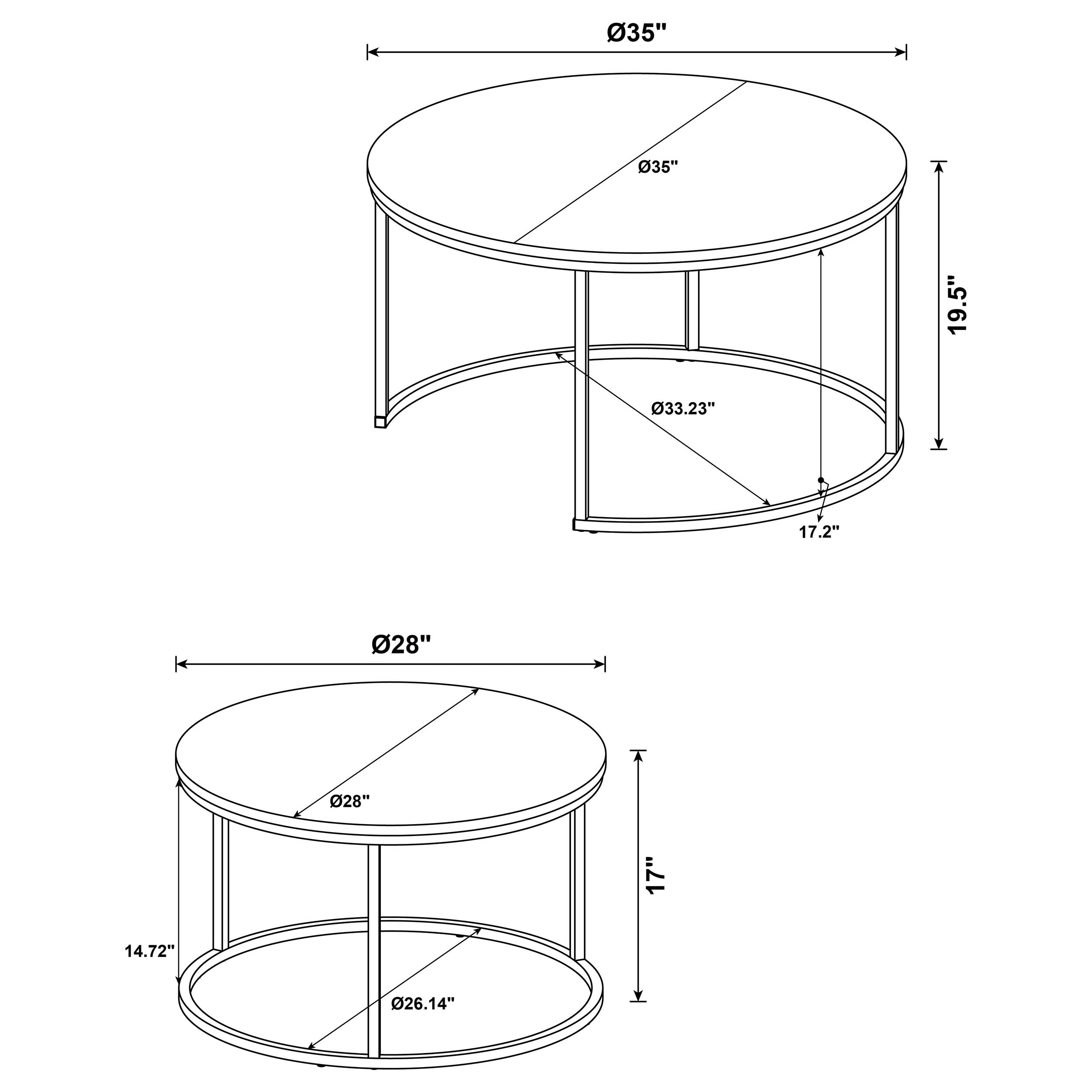 Lainey 2-piece Round Nesting Coffee Table Mango-