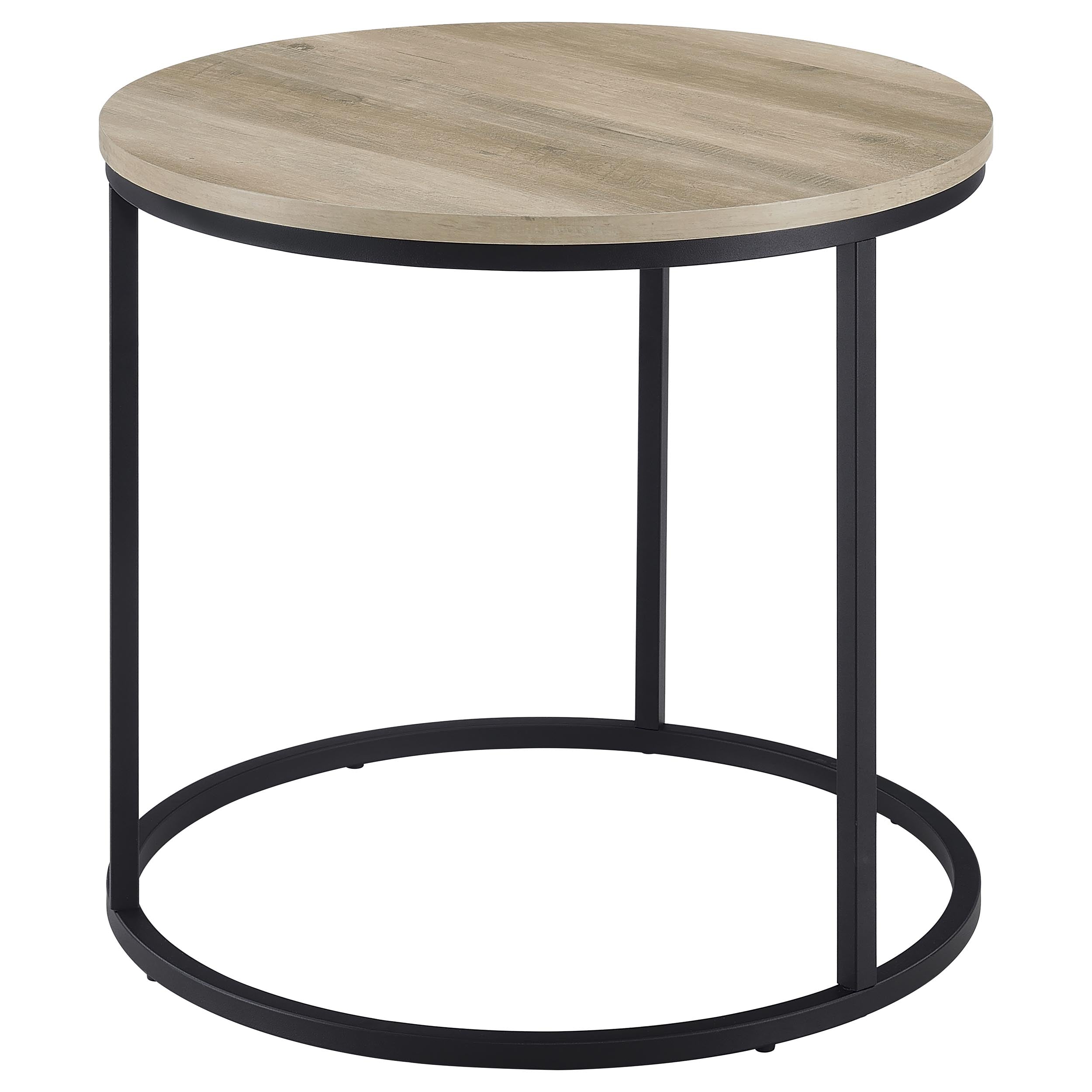 Lainey Round Occasional Side End Table Distressed Pine-