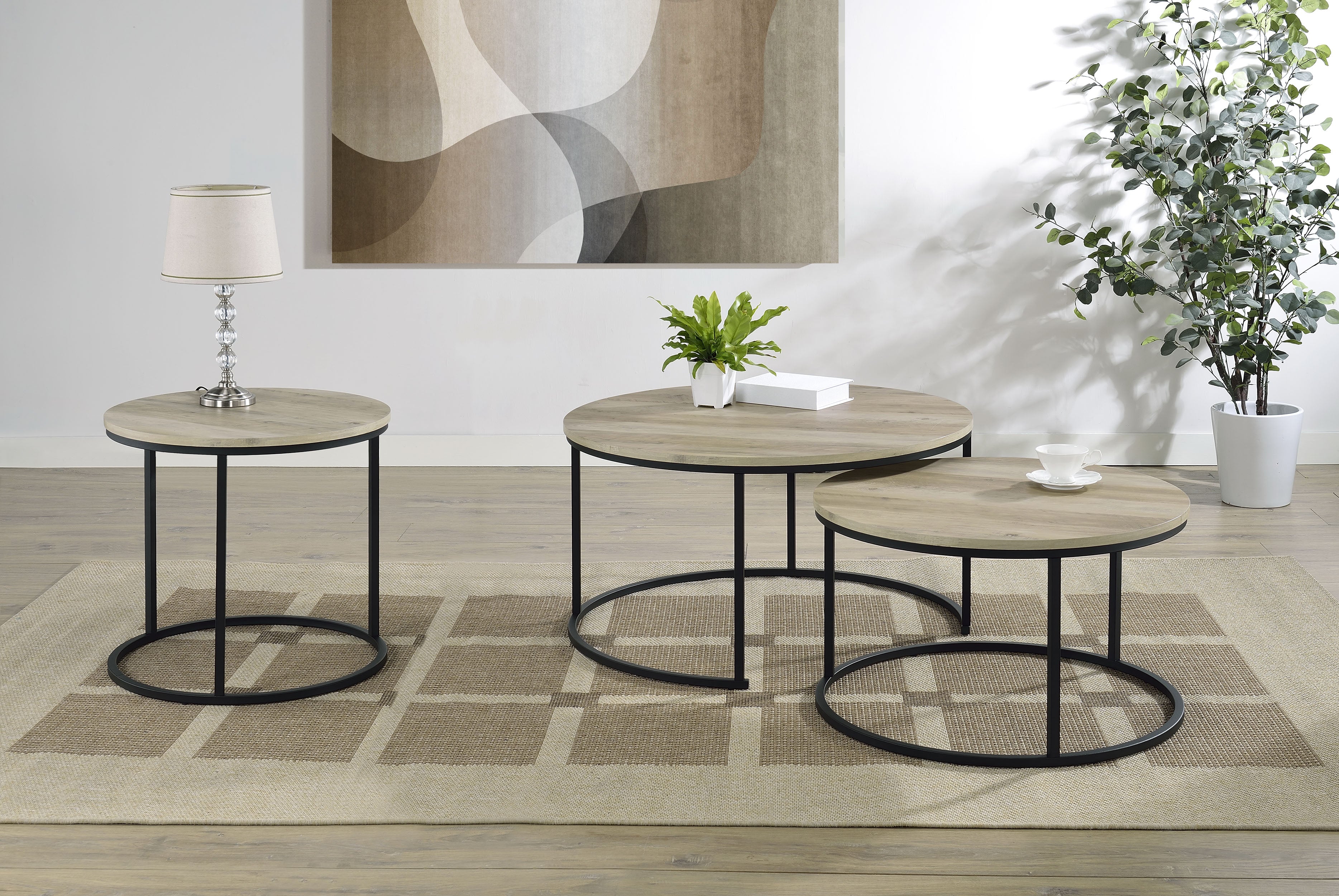Lainey Round Occasional Side End Table Distressed Pine-