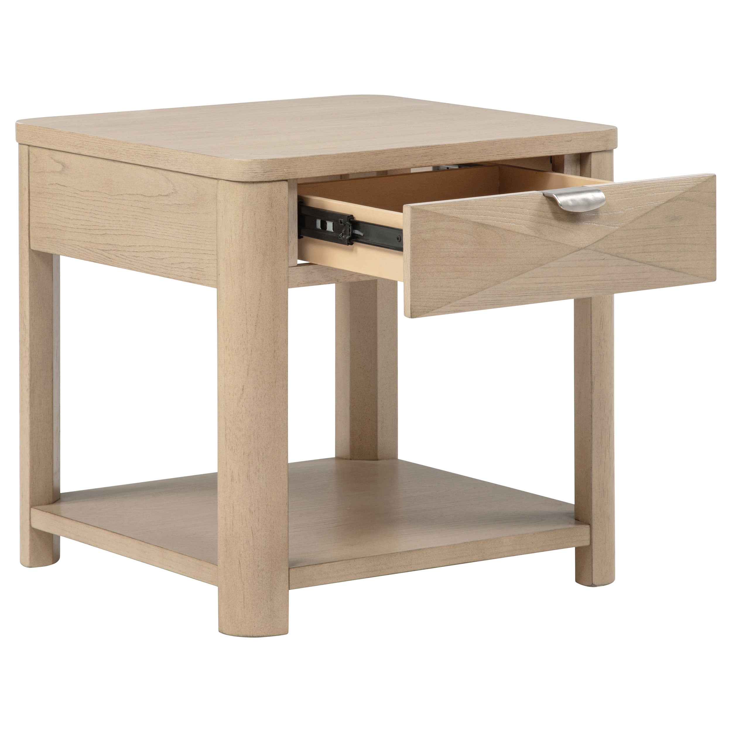 Marcelo Wood End Table with Drawer and Shelf Light Elm-