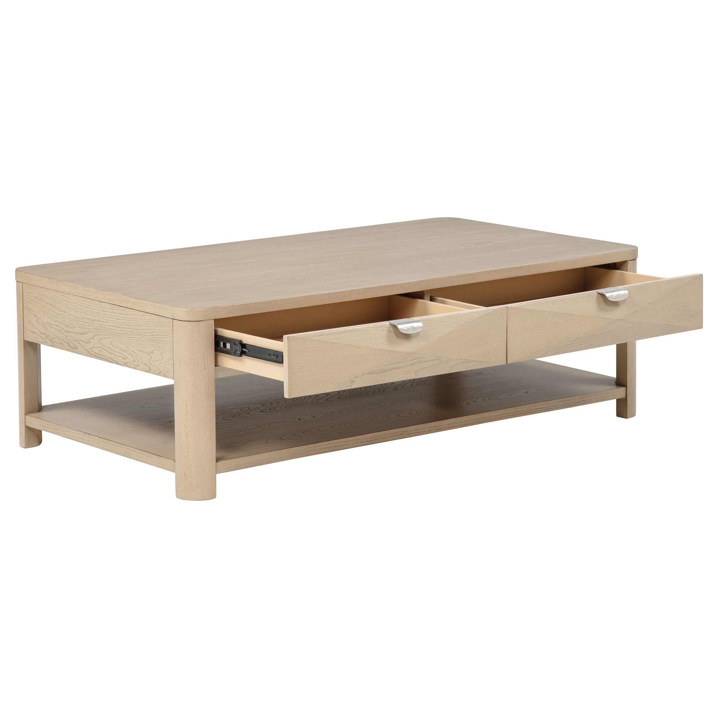 Marcelo Wood Coffee Table with 2 Drawers and Shelf Light Elm-