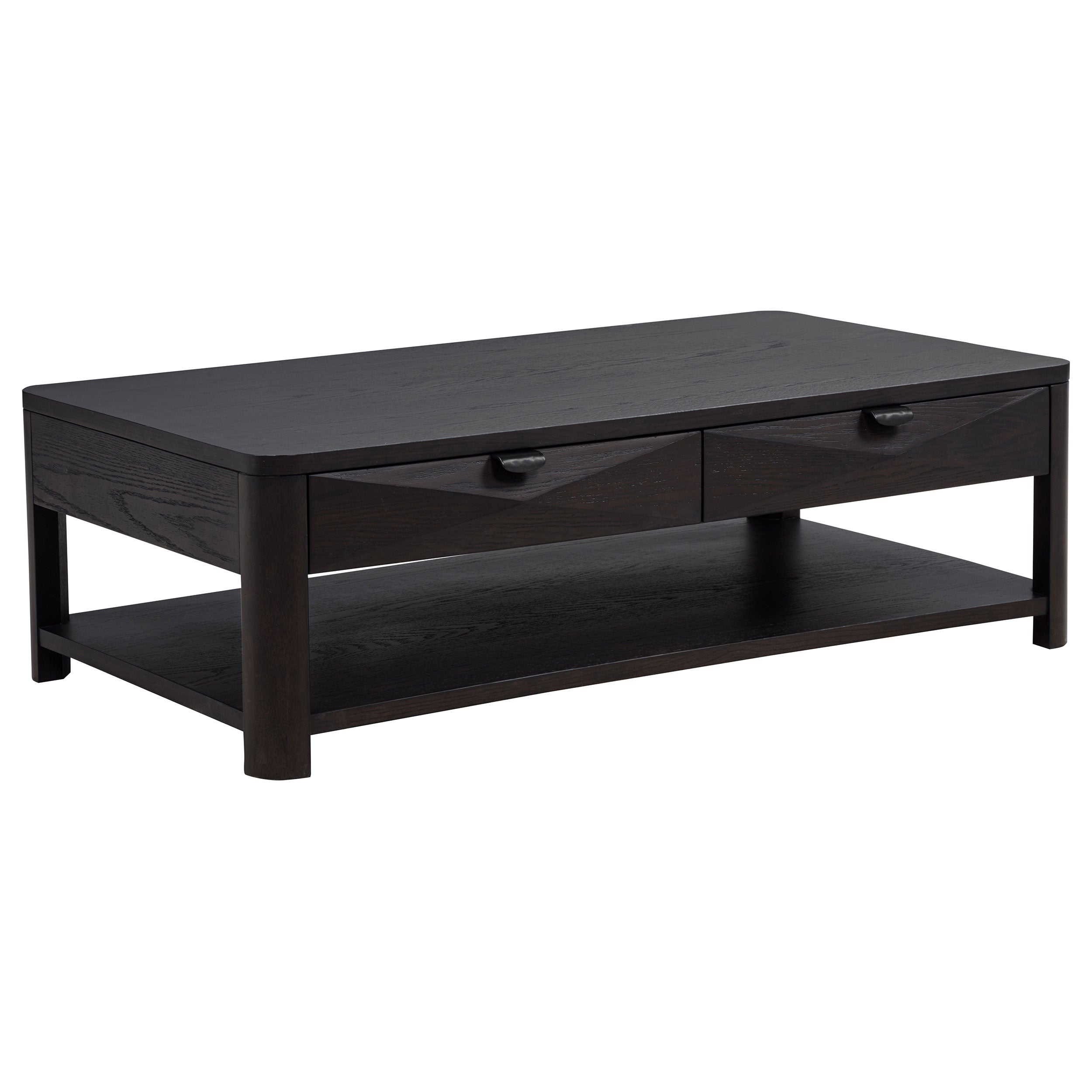 Marcelo Wood Coffee Table with 2 Drawers and Shelf Coffee-