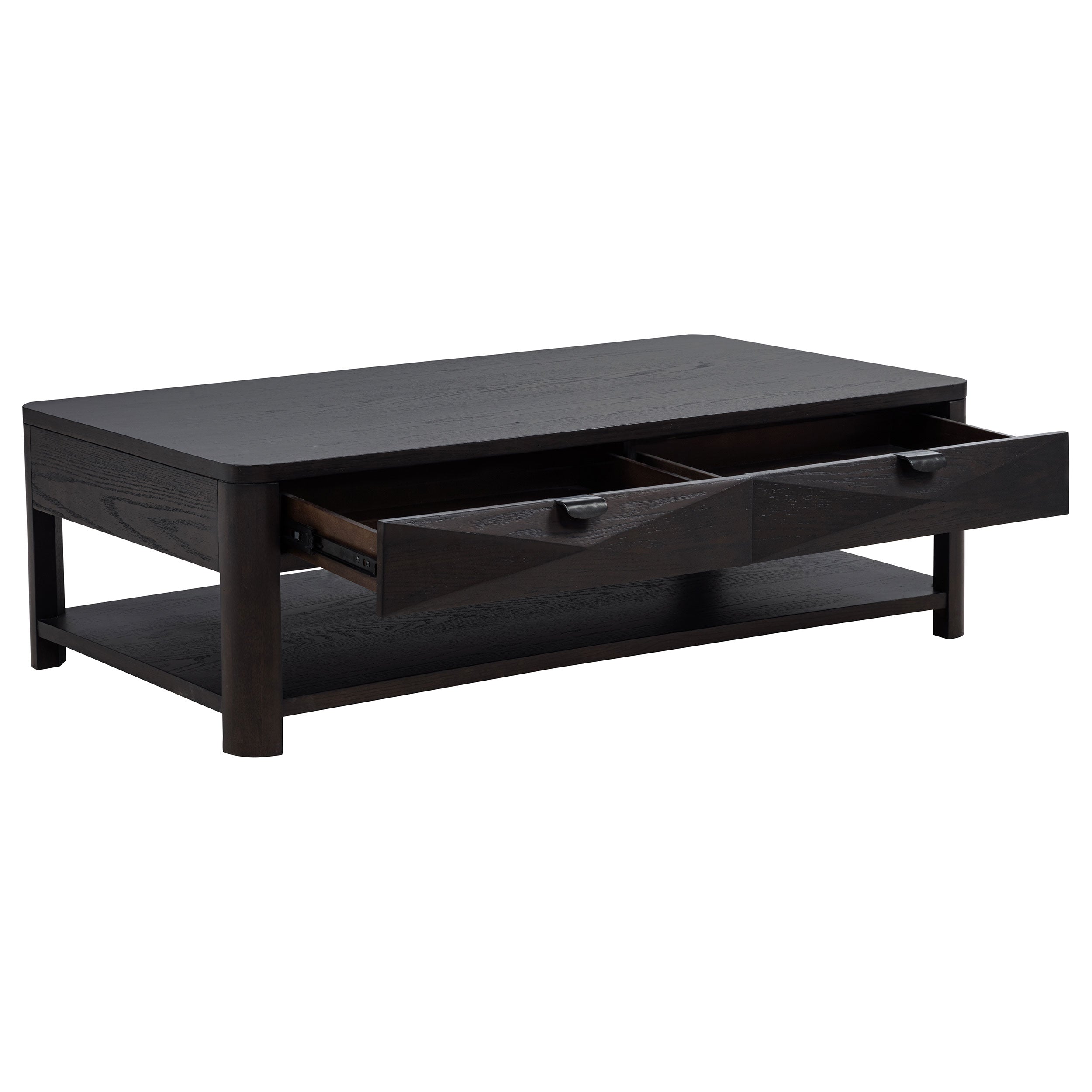 Marcelo Wood Coffee Table with 2 Drawers and Shelf Coffee-