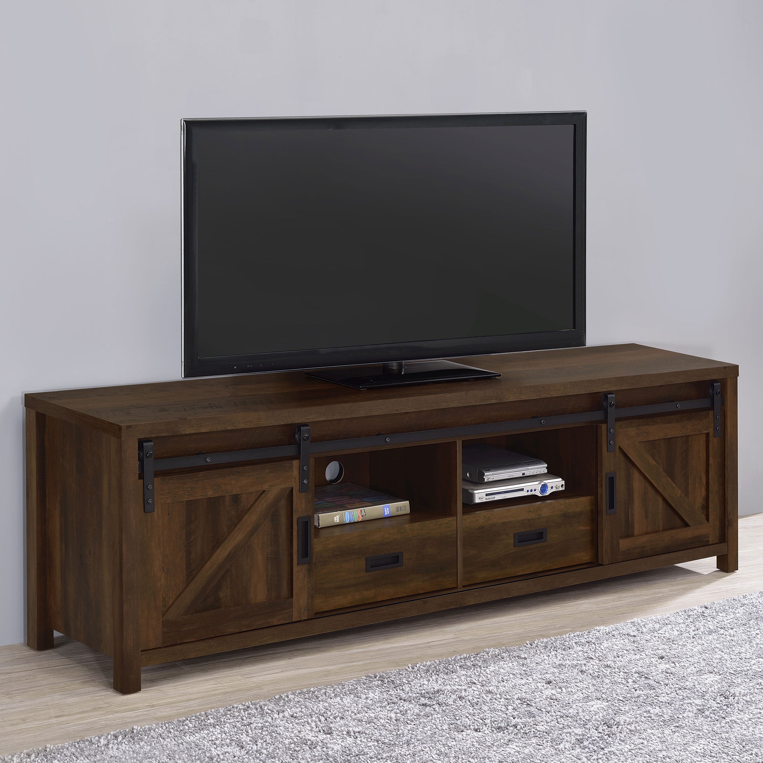 Madra 2-door Engineered Wood 79-inch TV Stand Dark Pine-CoasterEssence