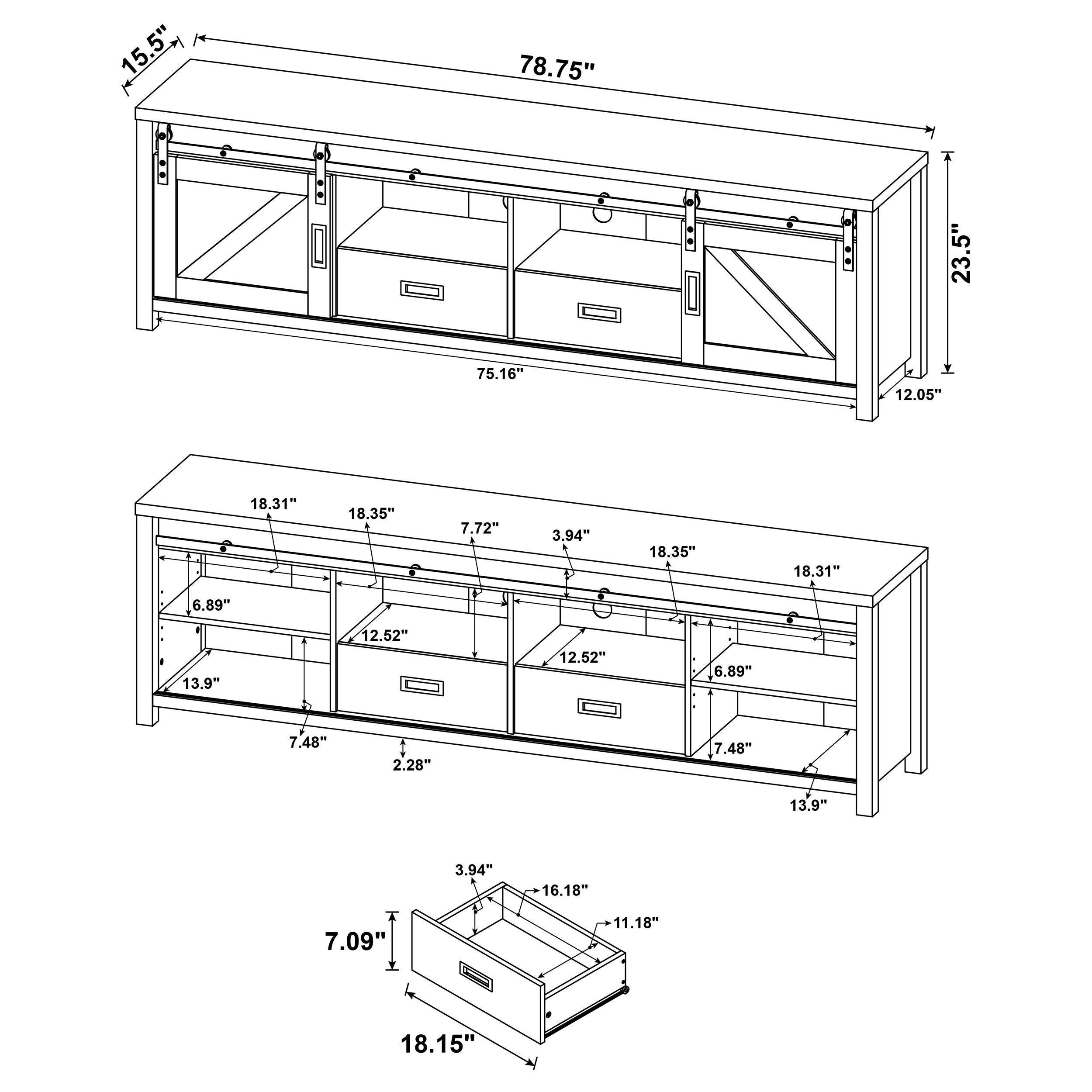 Madra 2-door Engineered Wood 79-inch TV Stand Dark Pine-CoasterEssence