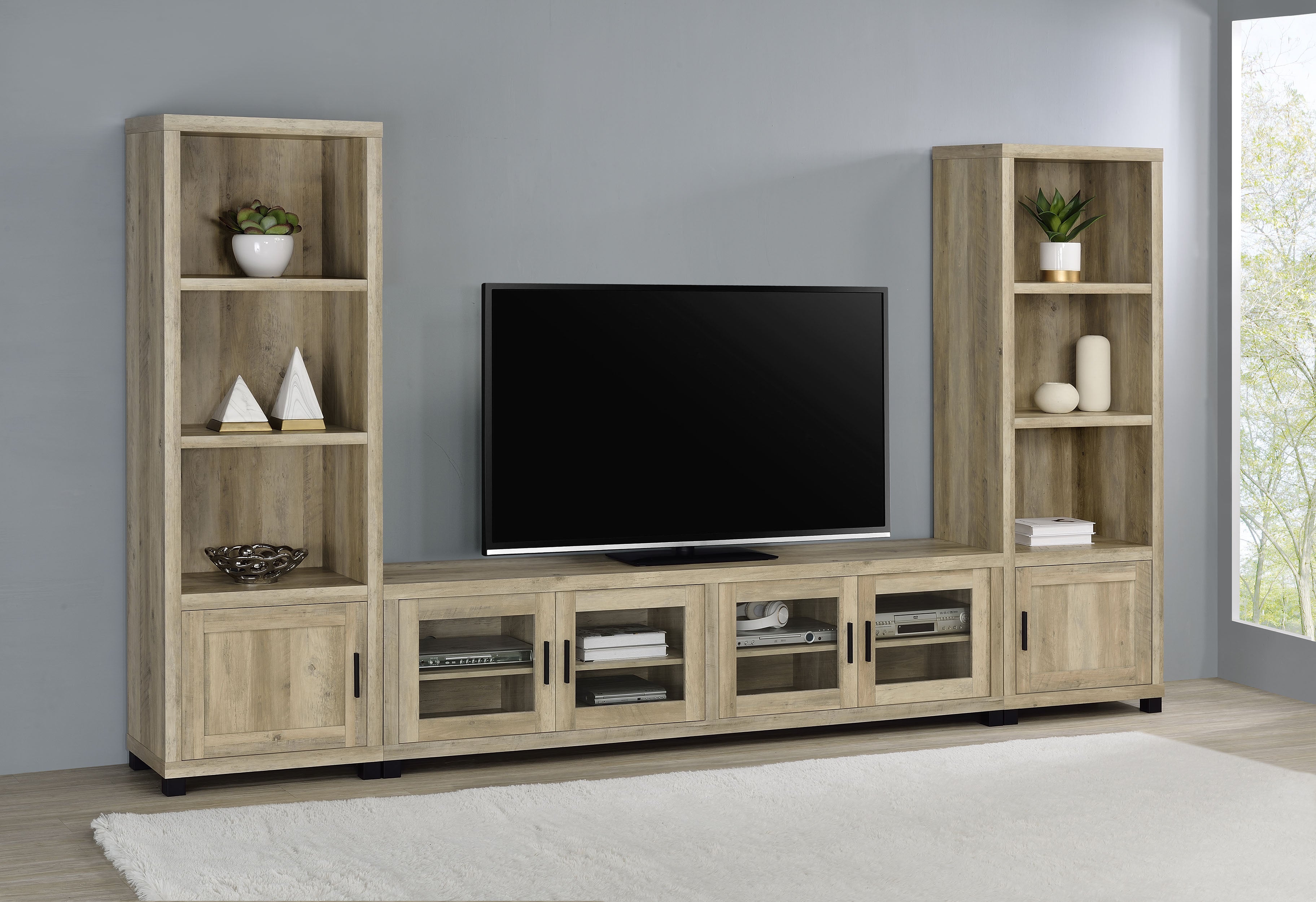 Sachin 3-piece 79-inch TV Entertainment Center Antique Pine-