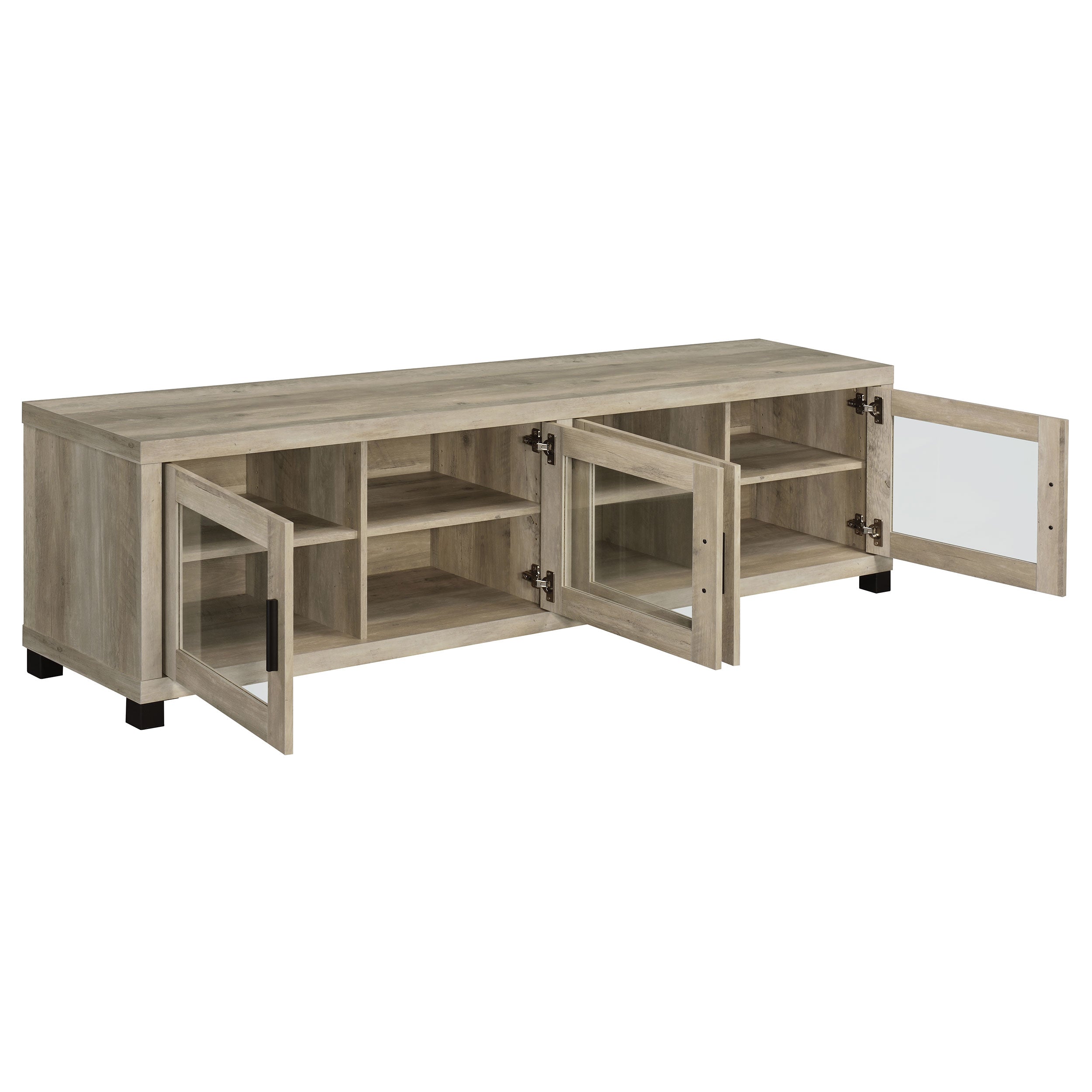 Sachin 4-door Engineered Wood 79-inch TV Stand Distressed Pine-CoasterEssence