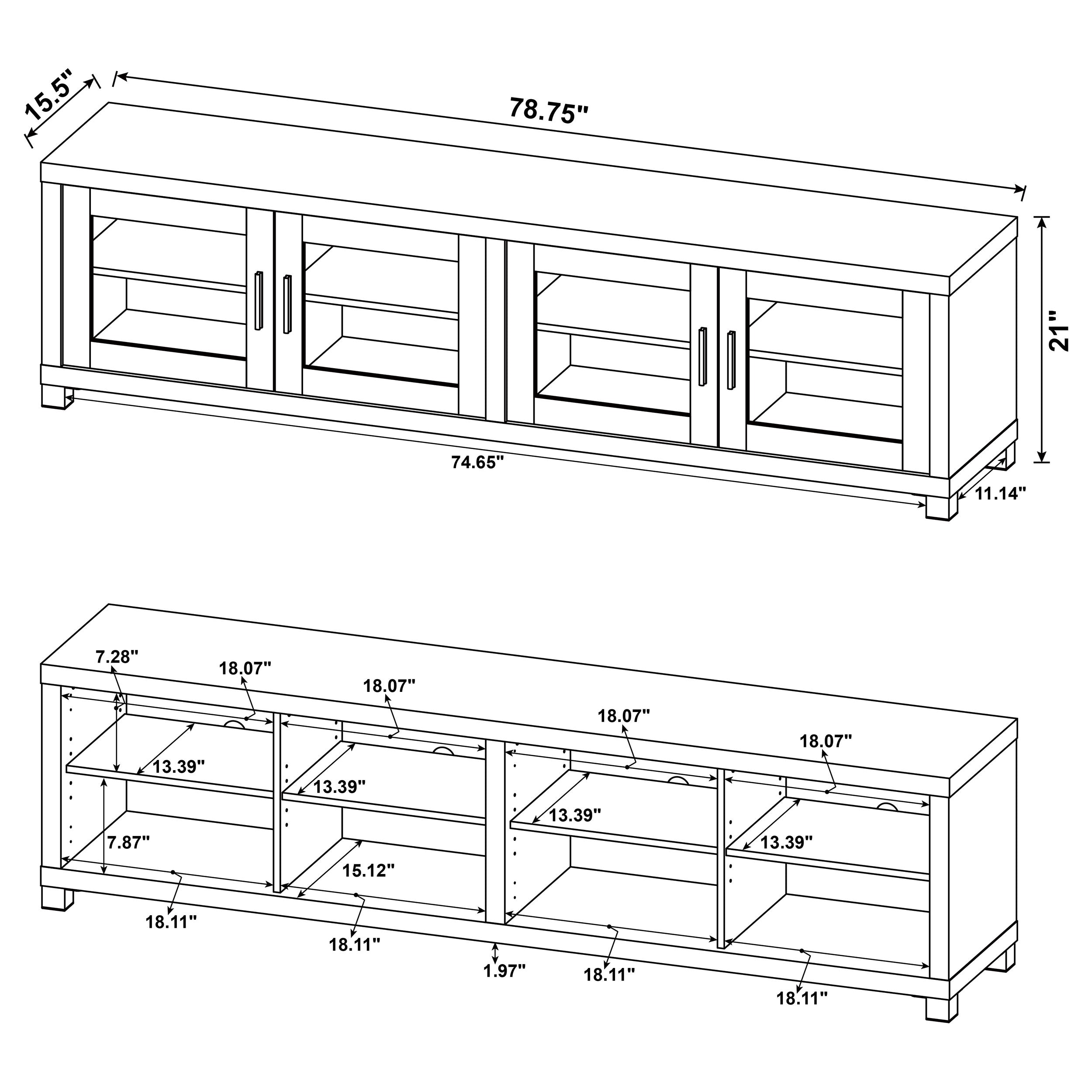 Sachin 4-door Engineered Wood 79-inch TV Stand Distressed Pine-CoasterEssence