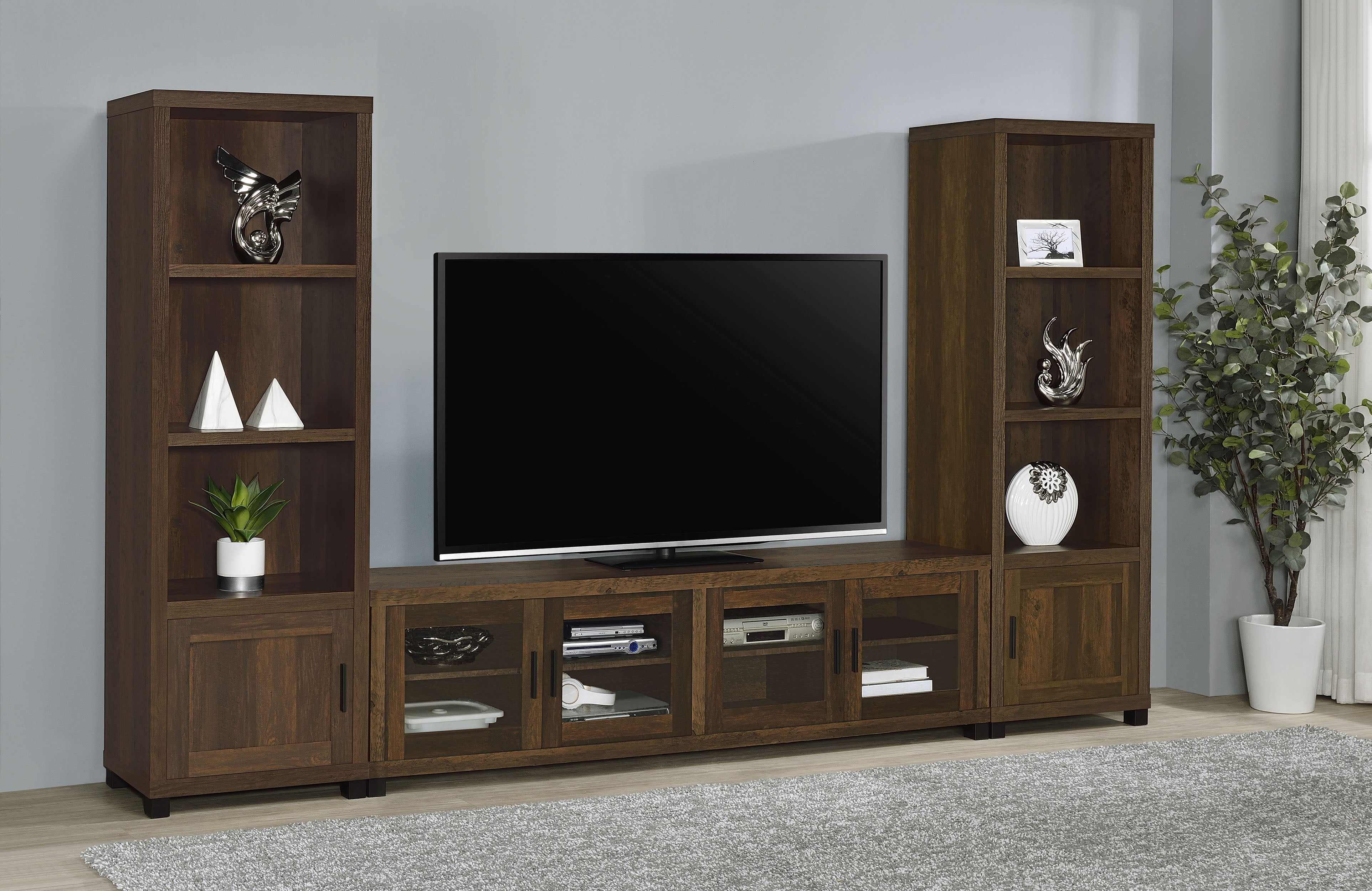 Sachin 3-piece 79-inch TV Entertainment Center Dark Pine-