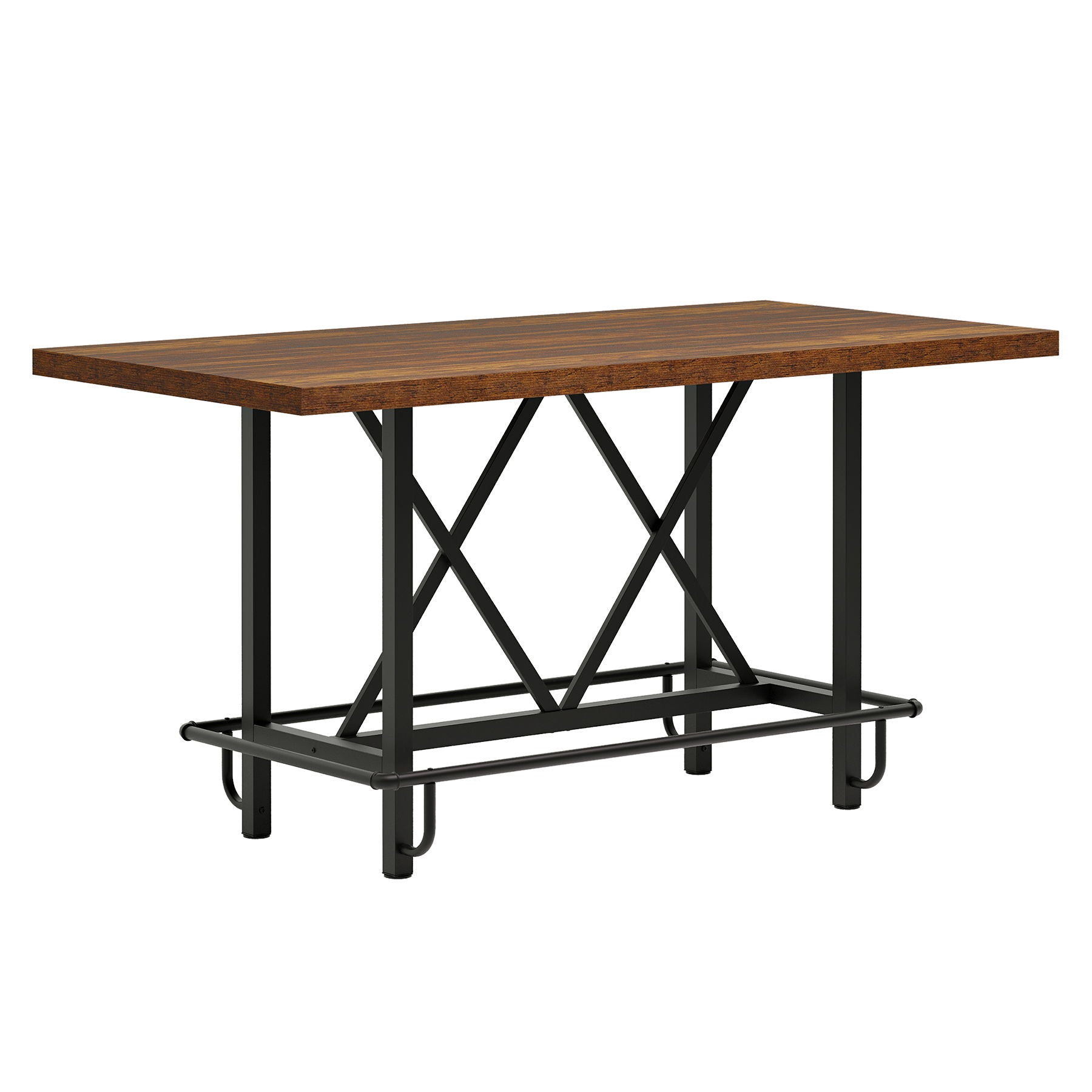 Counter Height Dining Rectangular Kitchen Table For 6 - Brown / Black