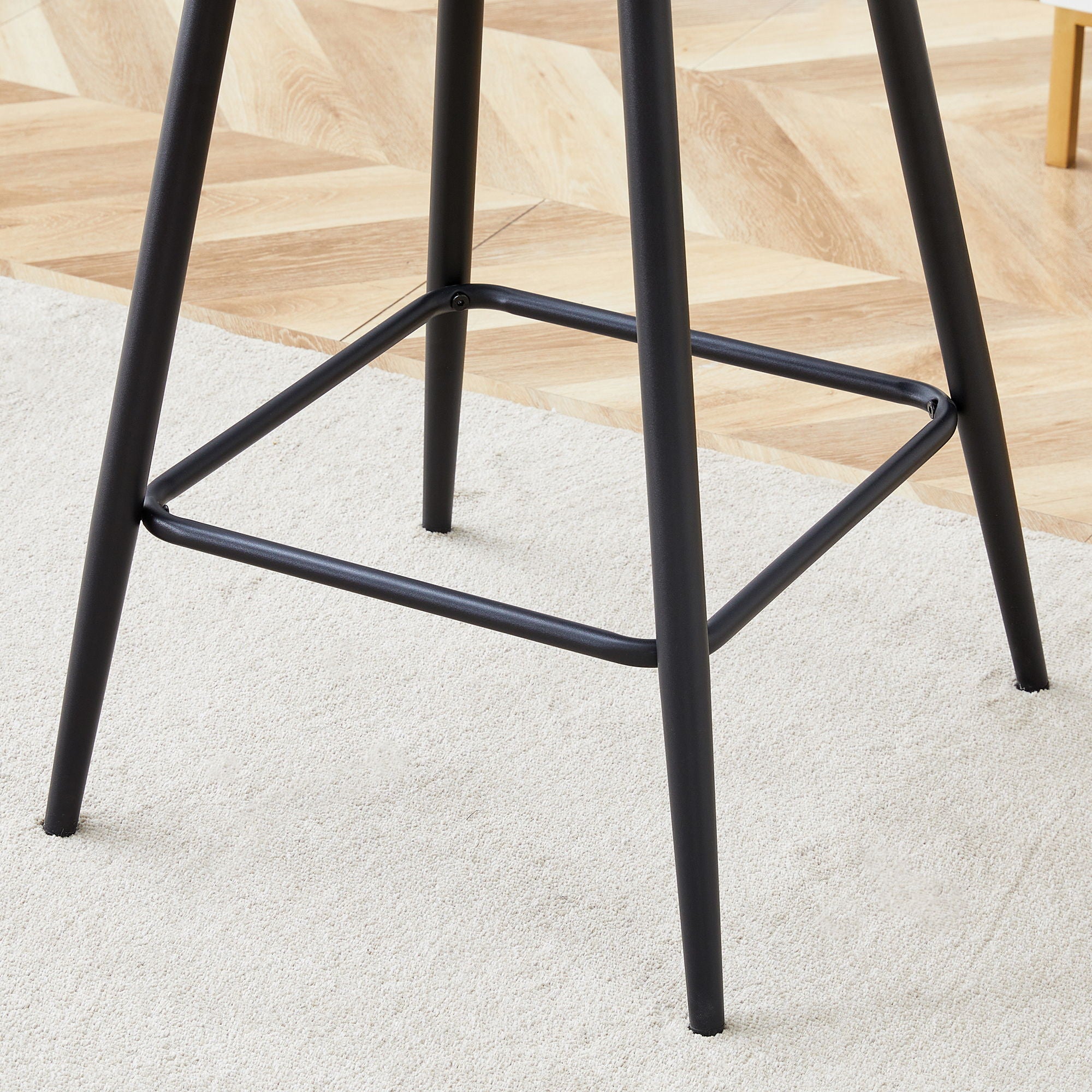 Modern Black Pu Bar Chair Rounded Backrest (Set of 2)
