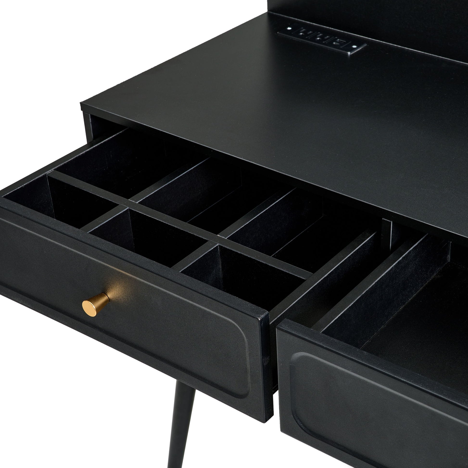 Modern Makeup Vanity Desk With Mirror And Lights Retractable Design Engineered Wood - Black - Best Buy Furniture