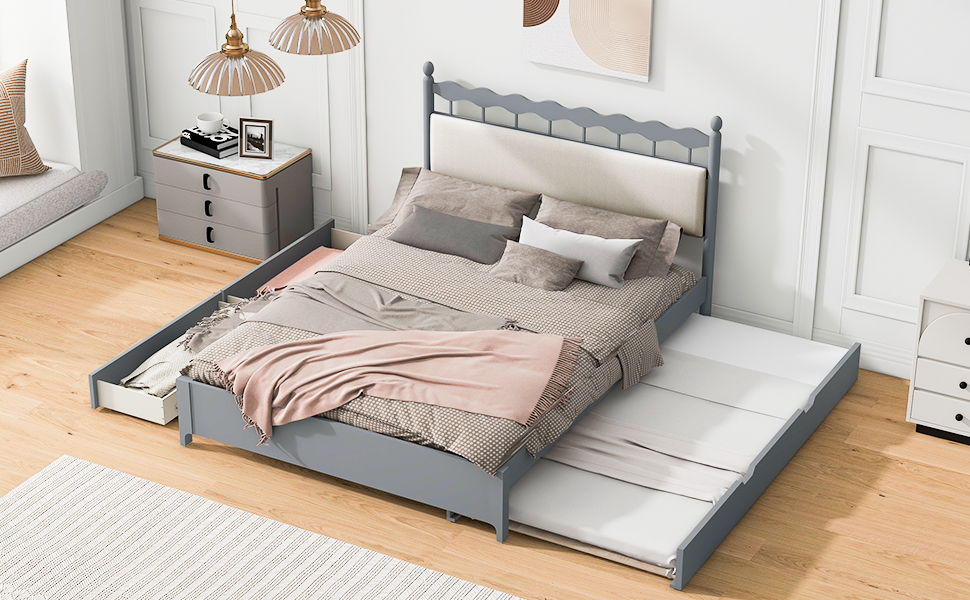 Storage Platform Bed With 2 Big Drawers & Trundle