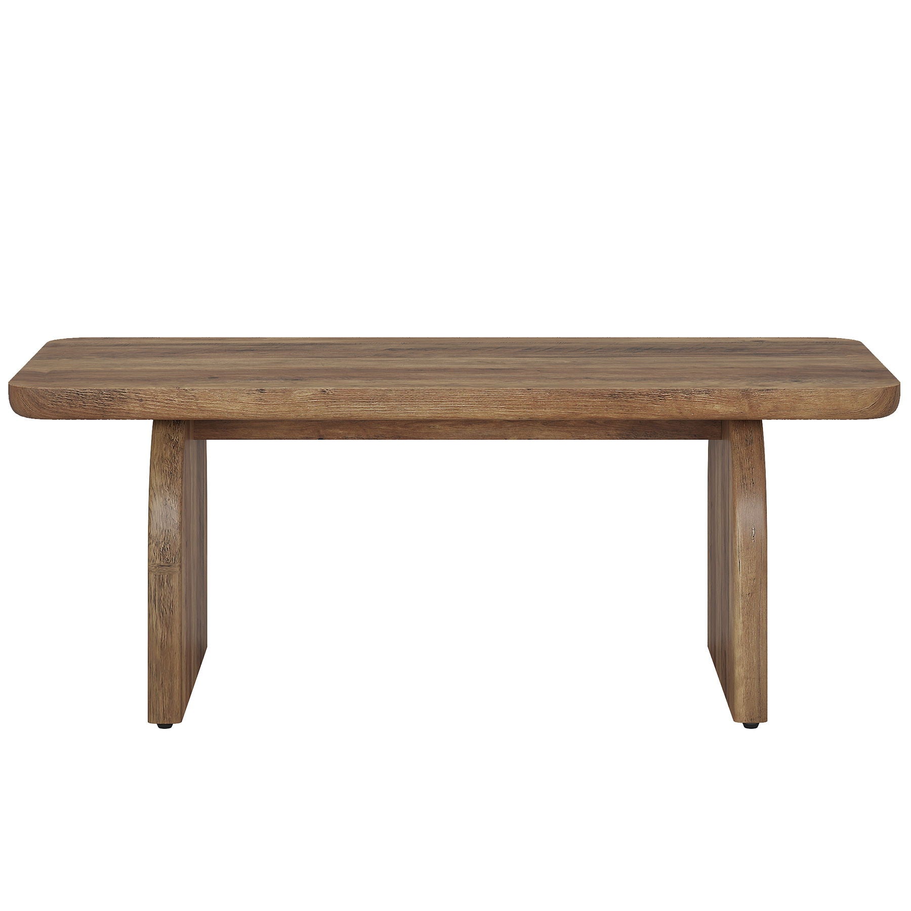 Rectangle Coffee Table With H-Base & Rounded Corners - Brown