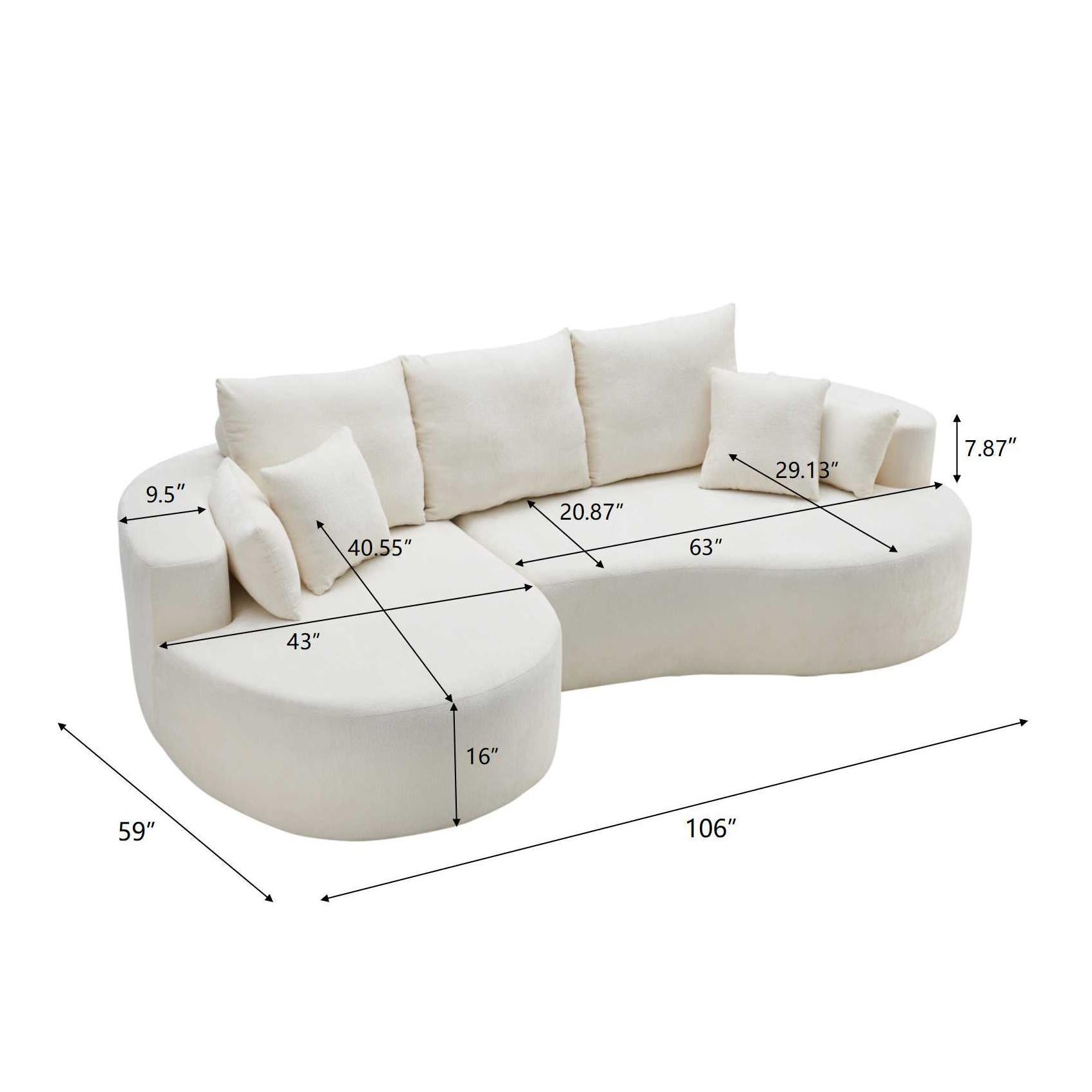 2 Piece Fabric Cloud Curved Sectional Sofa With Chaise For Living Room - Best Buy Furniture