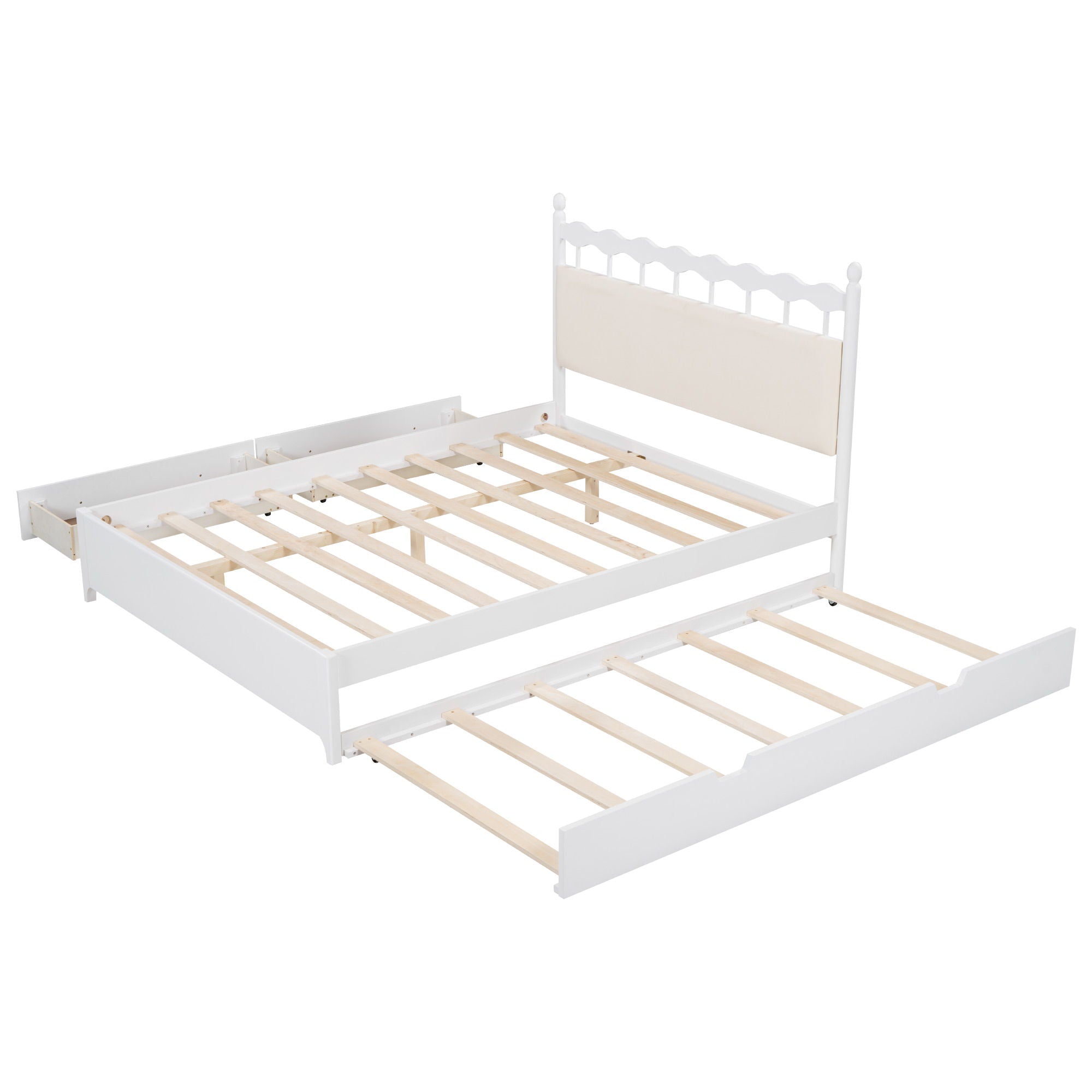 Storage Platform Bed With 2 Big Drawers & Trundle