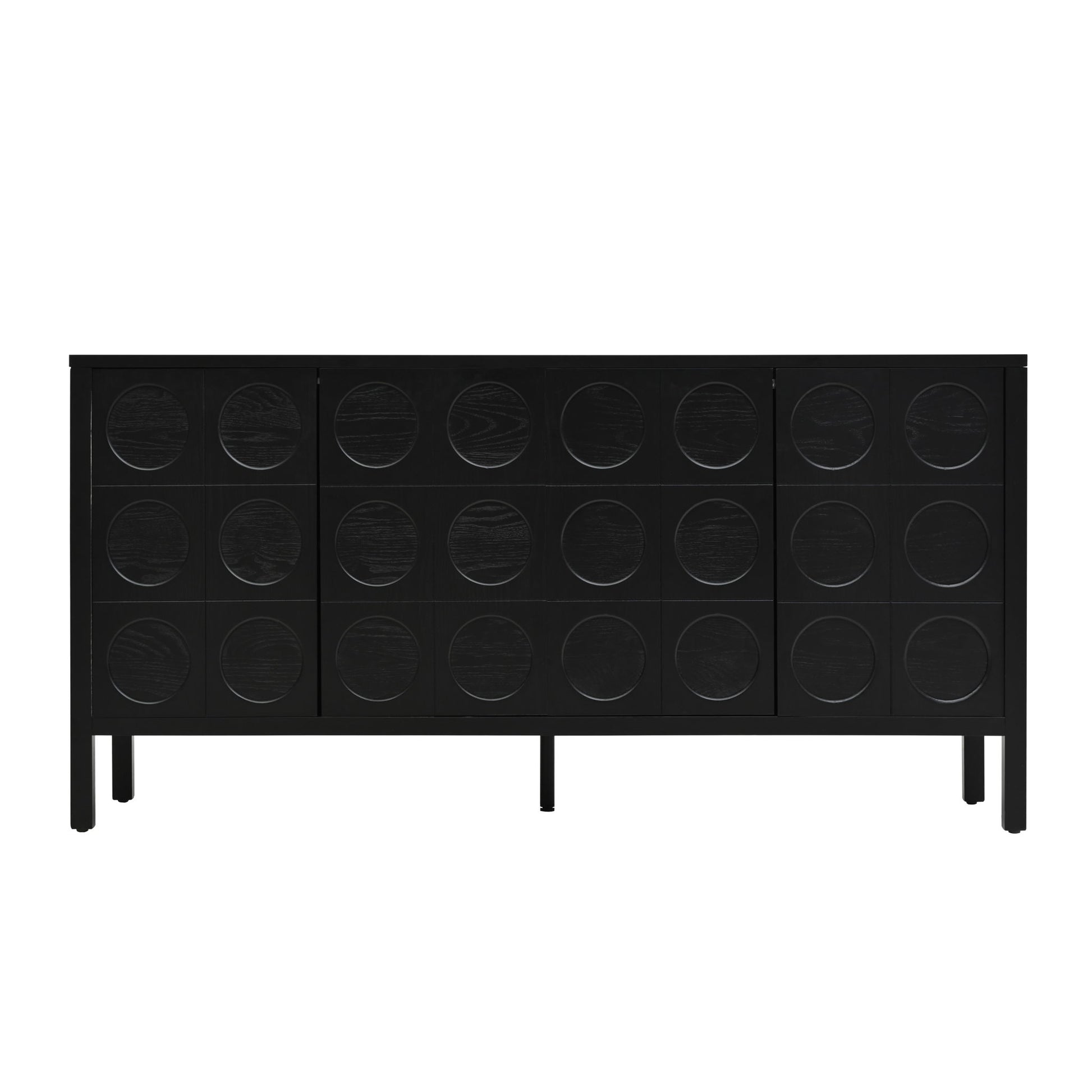 Stylish Storage Cabinet Sideboard With Unique Geometric Circle Door Design - Black - Best Buy Furniture