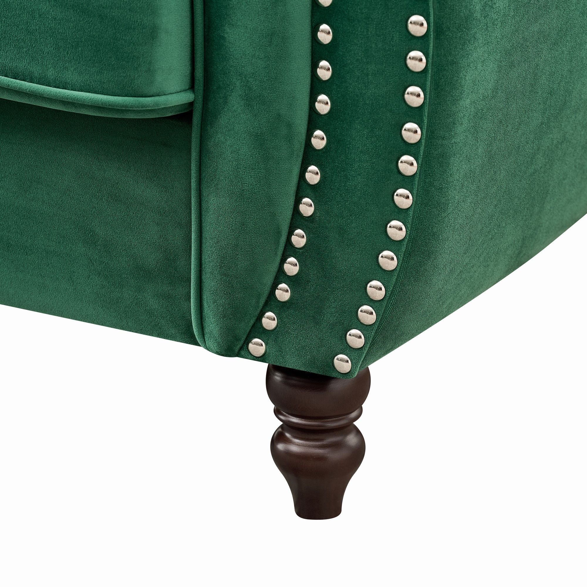 Chesterfield Set With Roll Armrest & Nailhead
