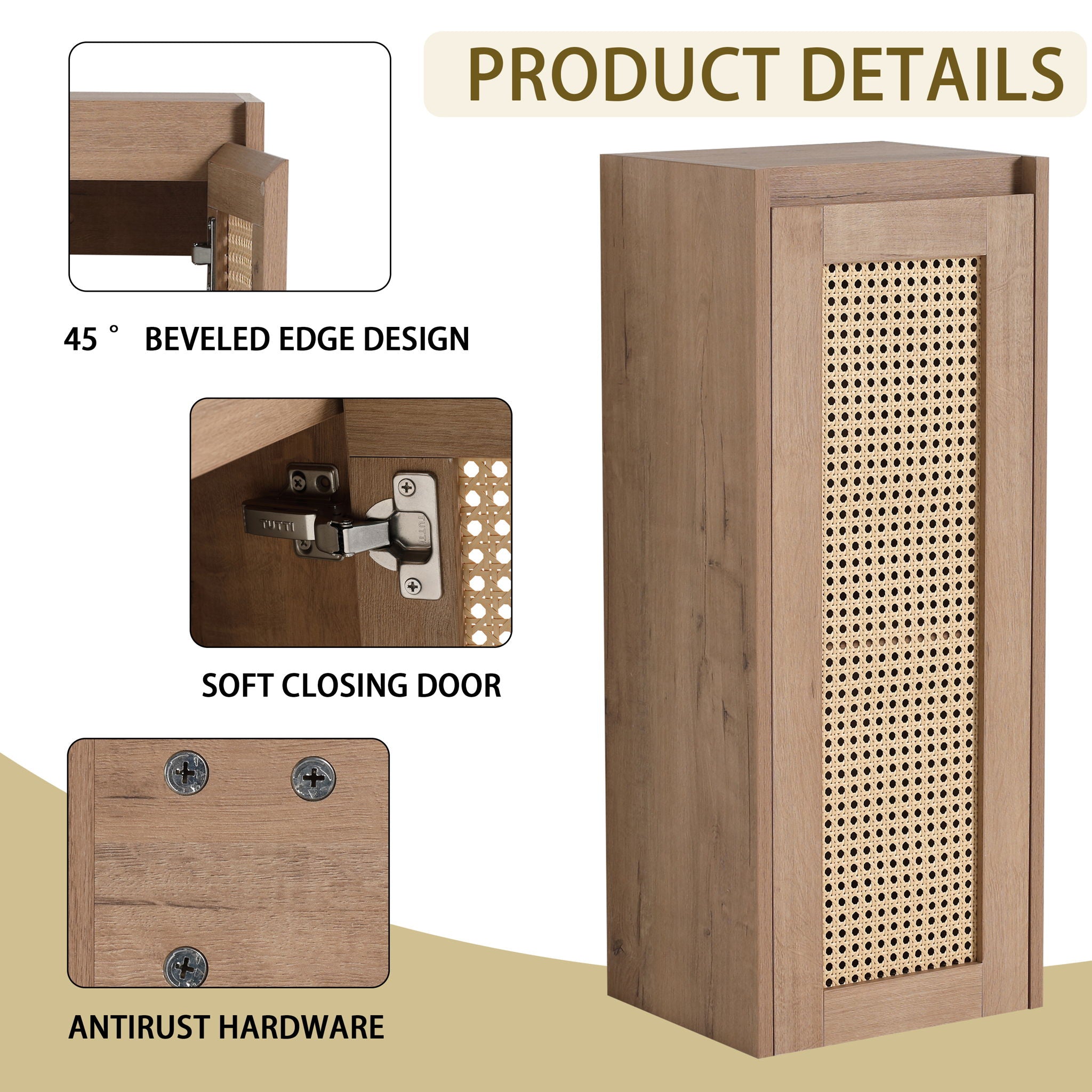 Modern Imitative Wall Mounted Bathroom Vanity With Resin Sink And Side Cabinet