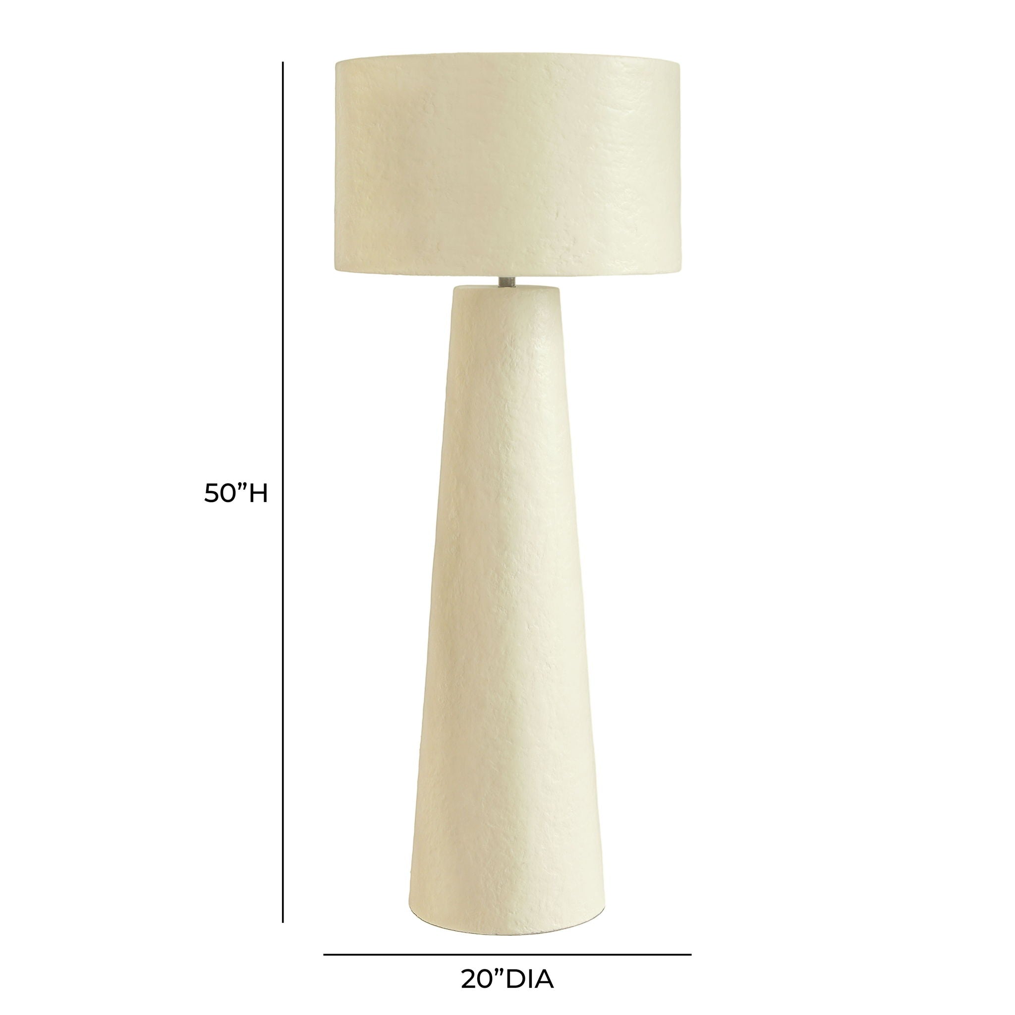 Yala - Papier Mache Floor Lamp - Cream