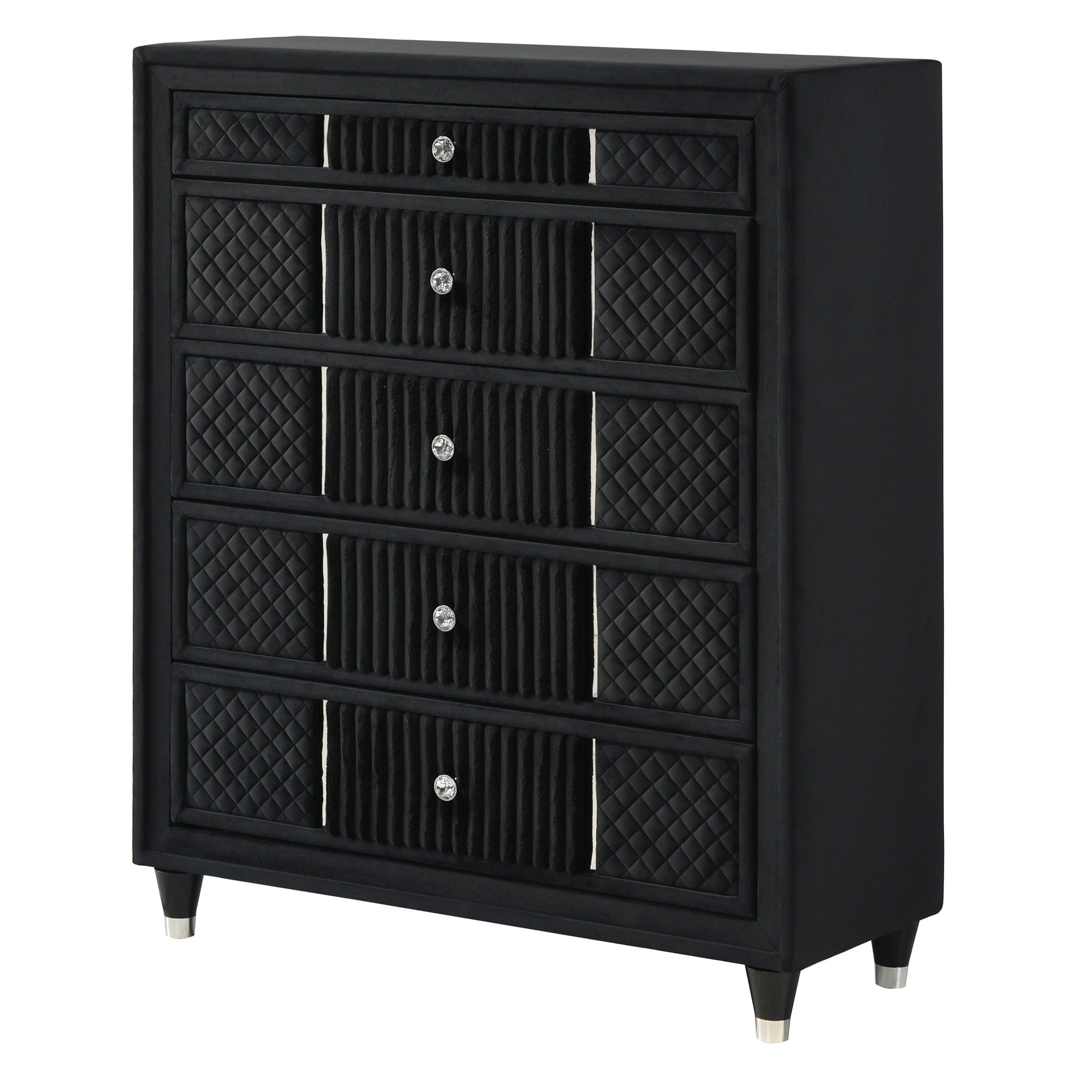 1 Piece Tall Chest Upholstery Textured - Black