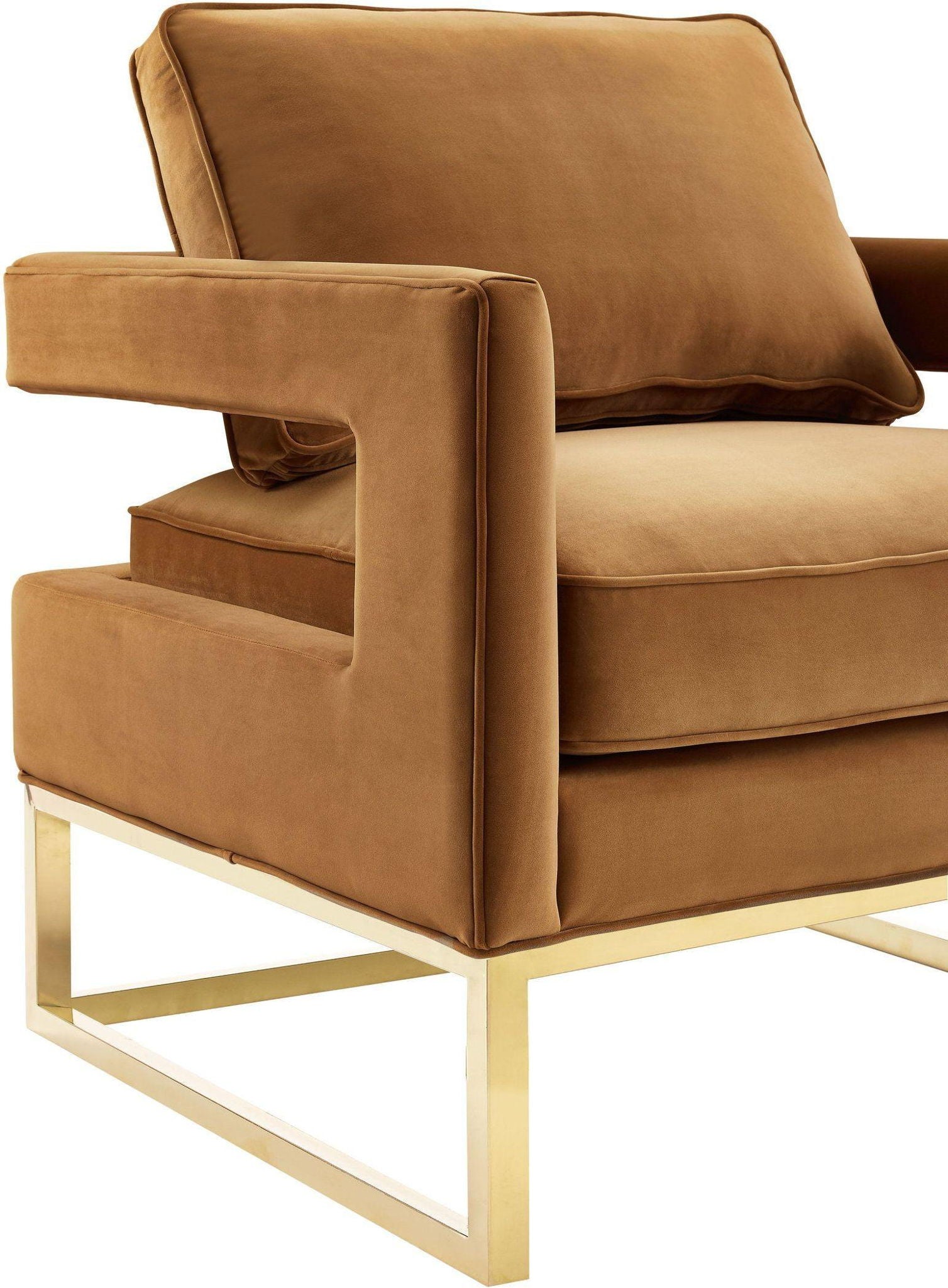 Avery - Velvet Chair With Polished Gold Base