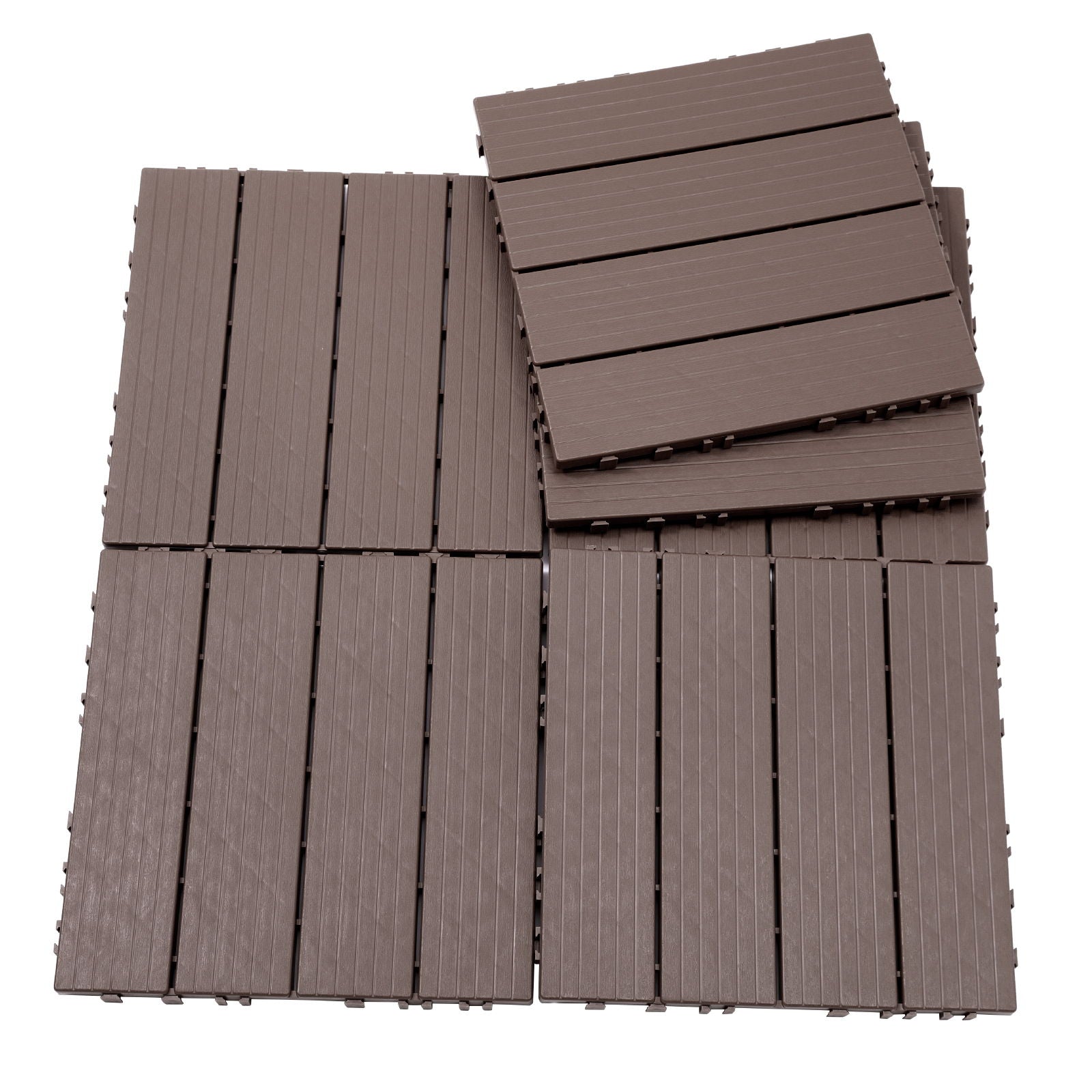 Plastic Interlocking Deck Tiles, Waterproof All Weather Use
