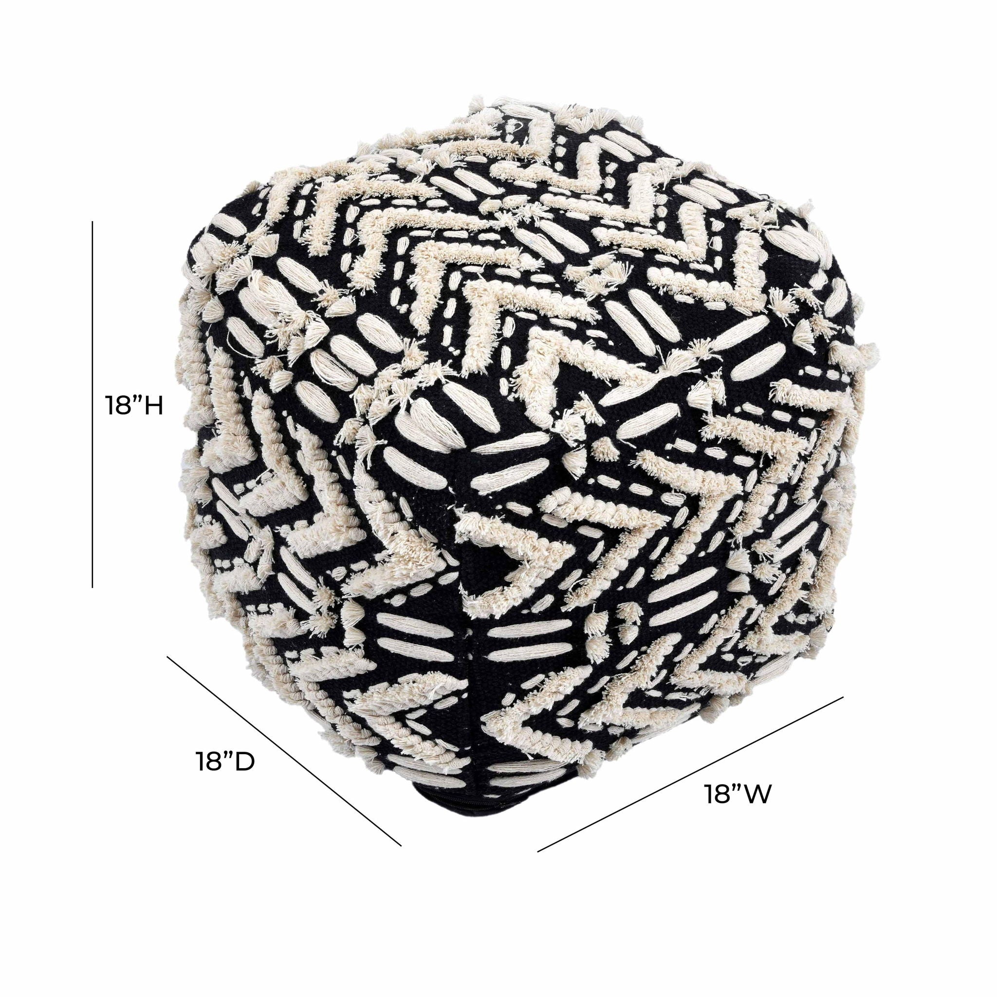 Mariel - Cotton Pouf - Black