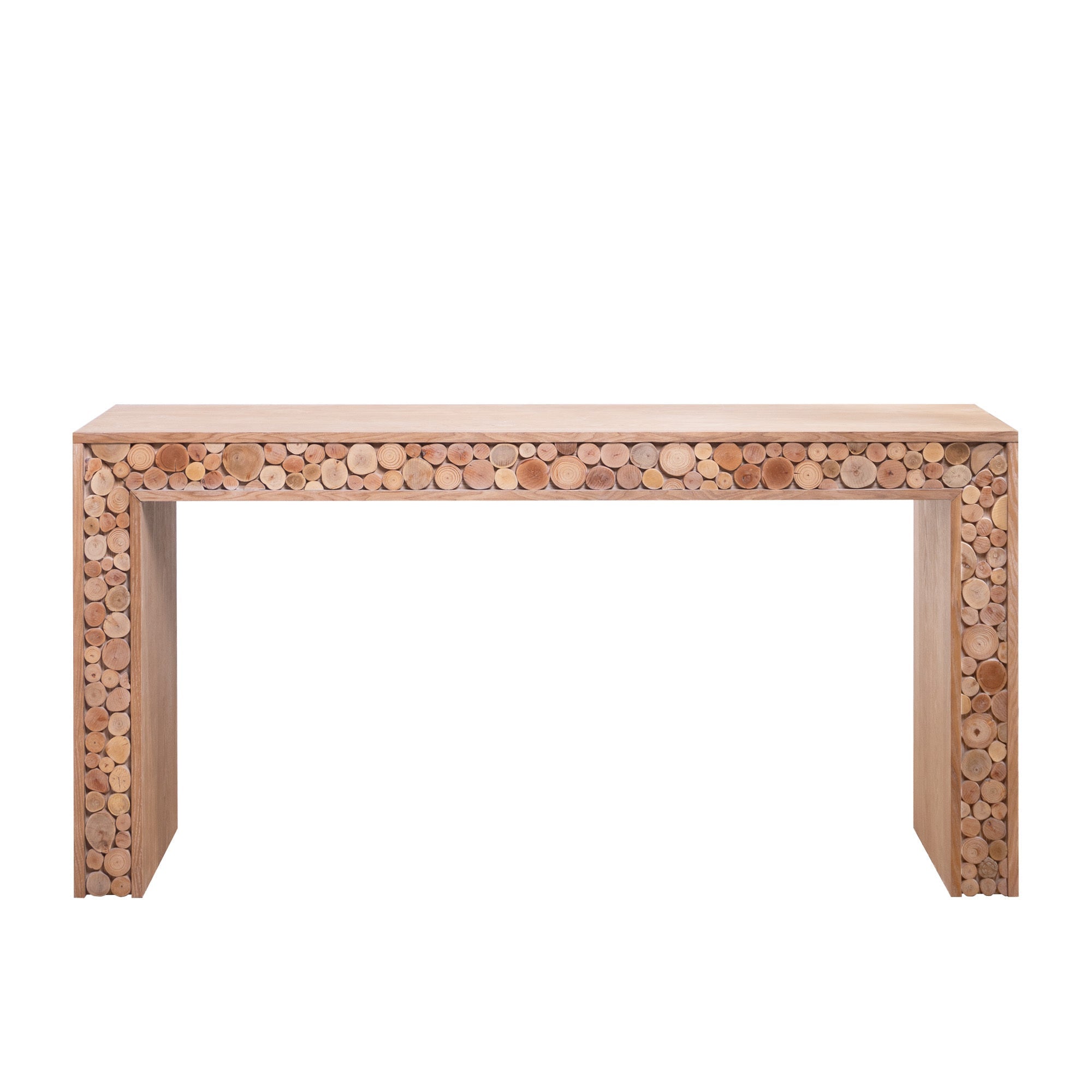 Rustic Wood Console Table with Natural Log Accents – 62 Entryway Table, Narrow Sofa Table, Hallway Accent Table – Modern Farmhouse Style
