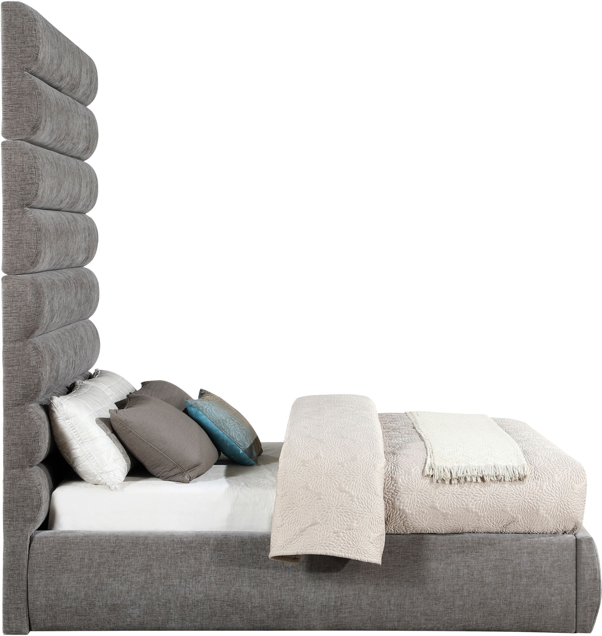 Adam - Chenille Fabric Bed With 89" Headboard