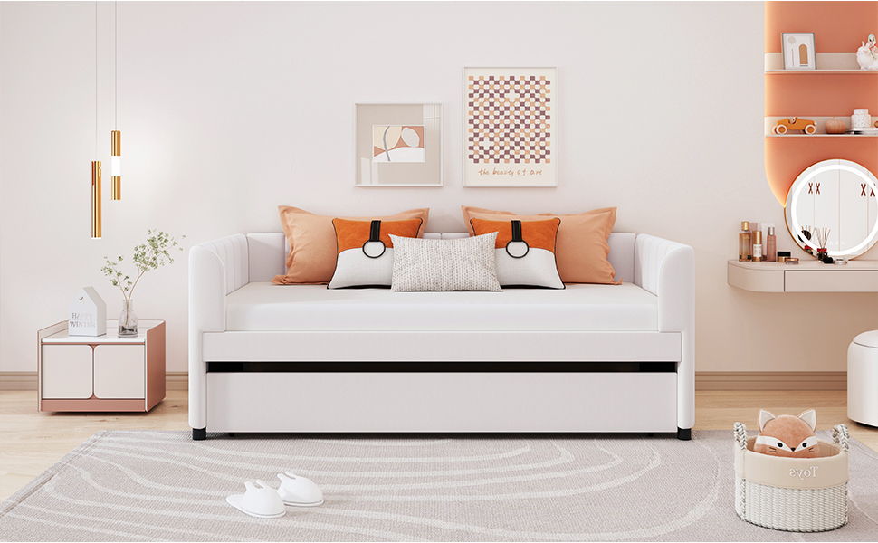 Upholstered Daybed With Ergonomic Design Backrest