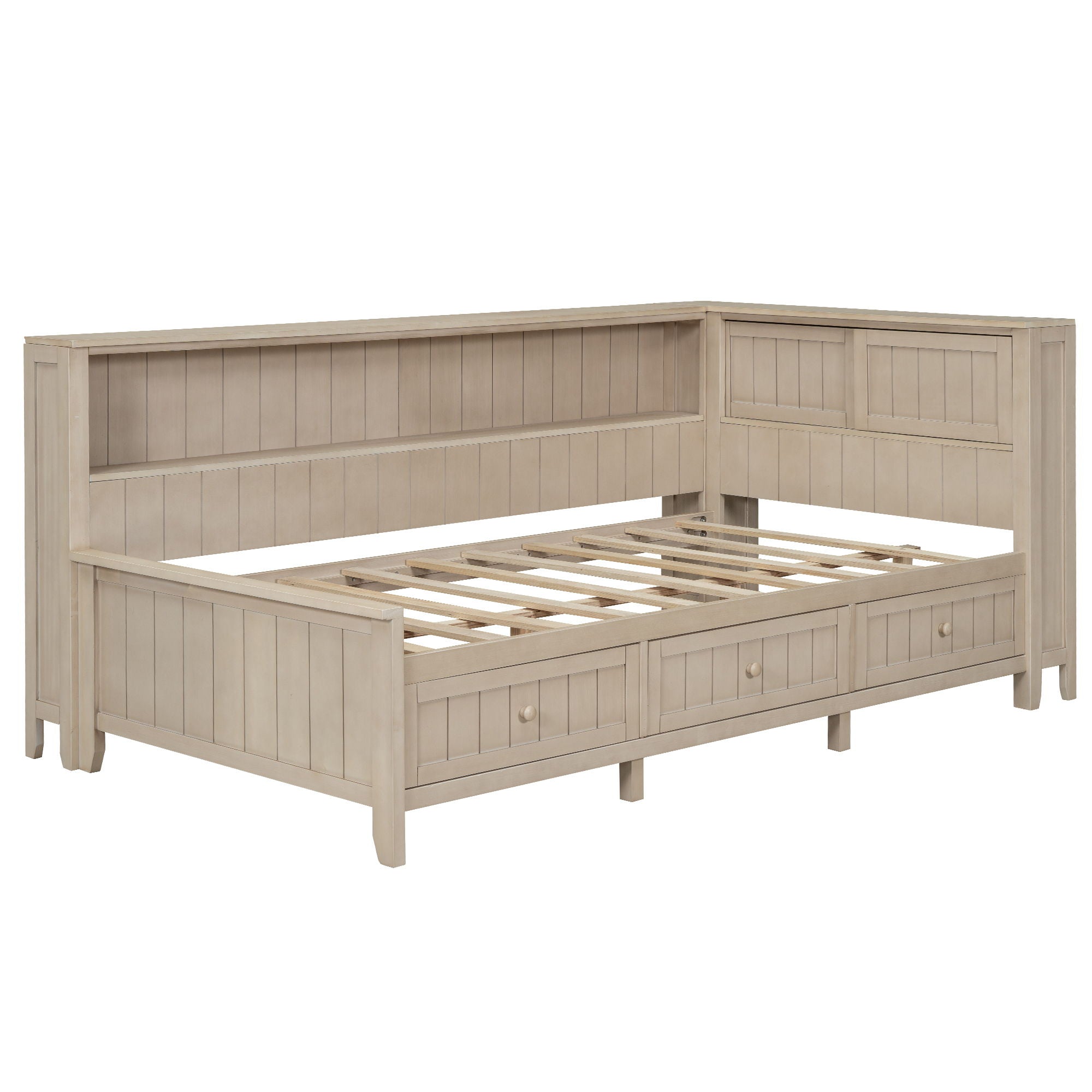 Daybed With Storage Shelves And 3 Drawers