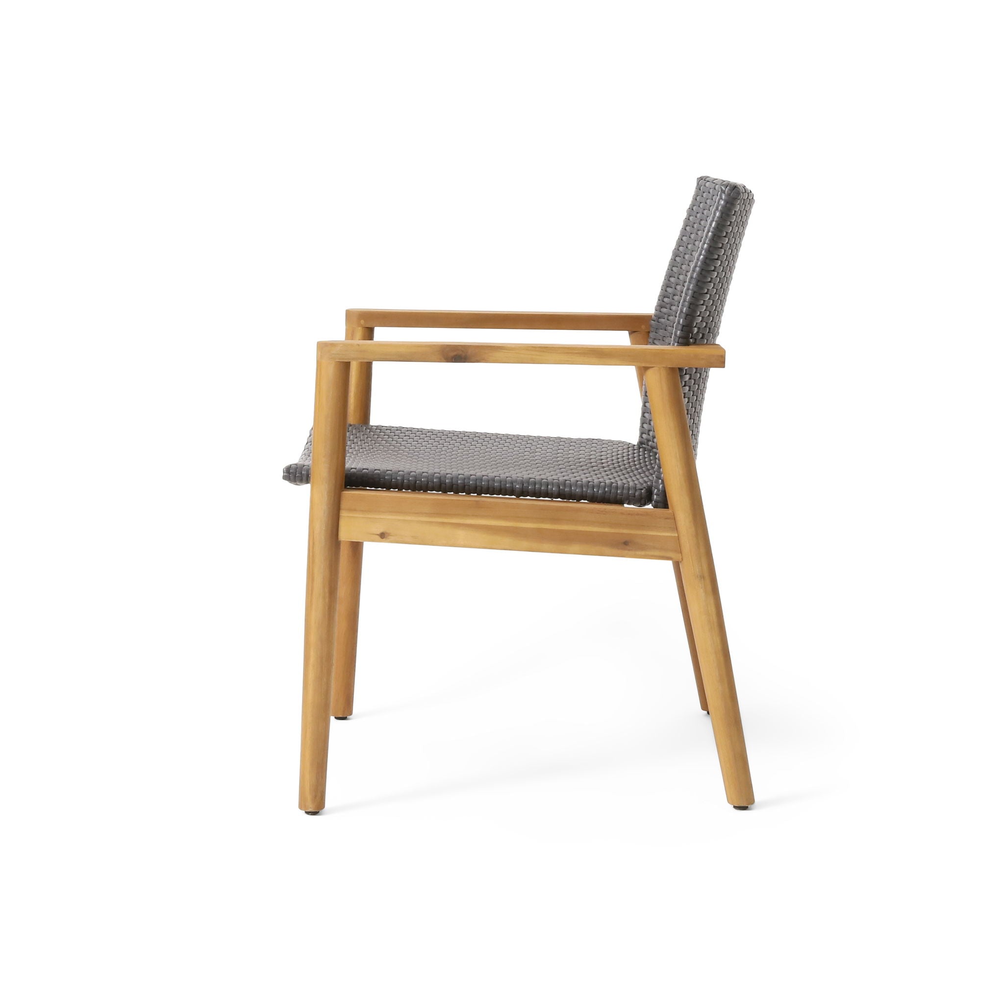 Tranquilize - Outdoor Wooden Club Chair With Woven Wicker Seat And Back (Set of 2) - Light Brown