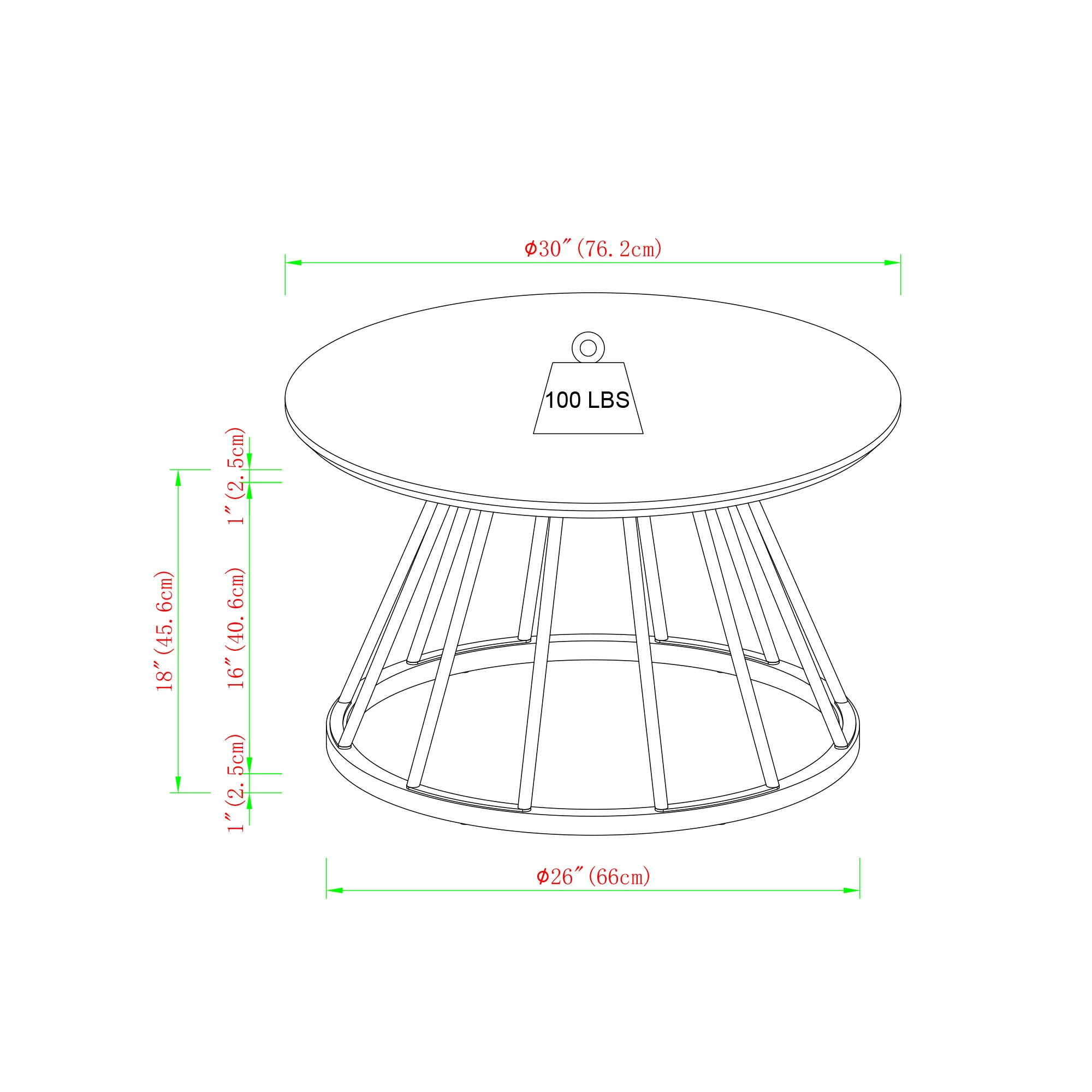 Modern Round Coffee Table With Metal Base - White / Gold