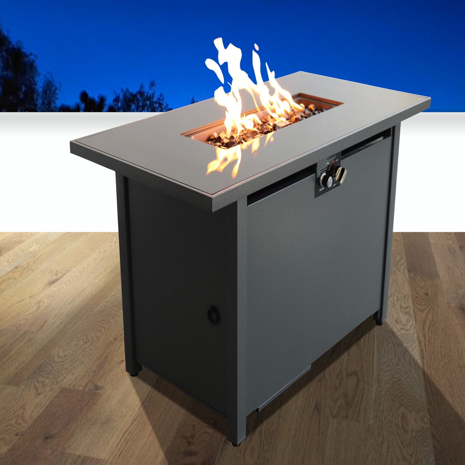 Outdoor Fire Pit Table With Lid & High-Quality Materials - Black - Best Buy Furniture