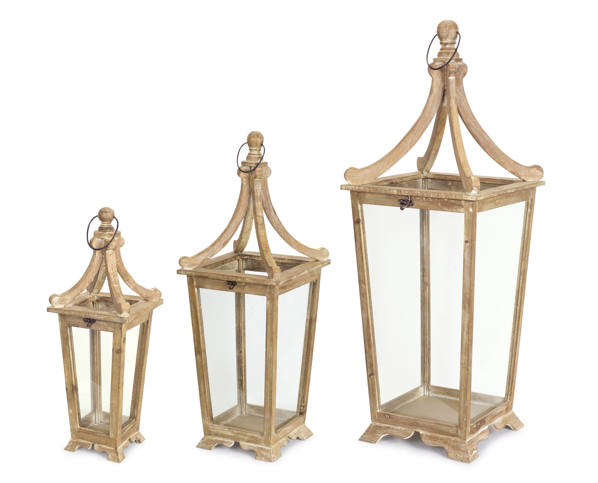 Tapered-Wooden-Floor-Lantern-(Set-of-3)-Outdoor-Lighting
