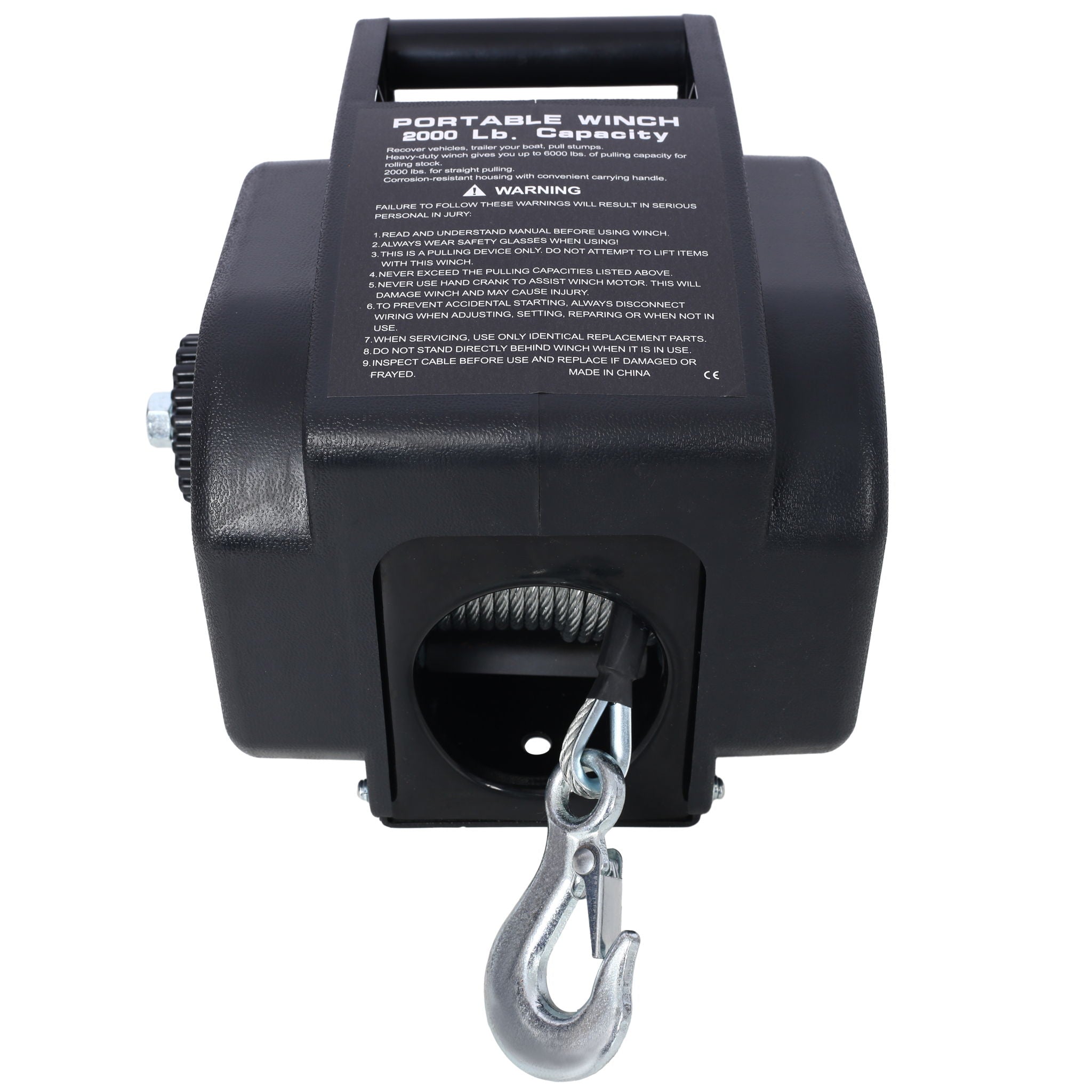 Reversible Electric Trailer Winch For Boats Up To 5000 Lbs With Galvanized Wire Rope And Casing - Black