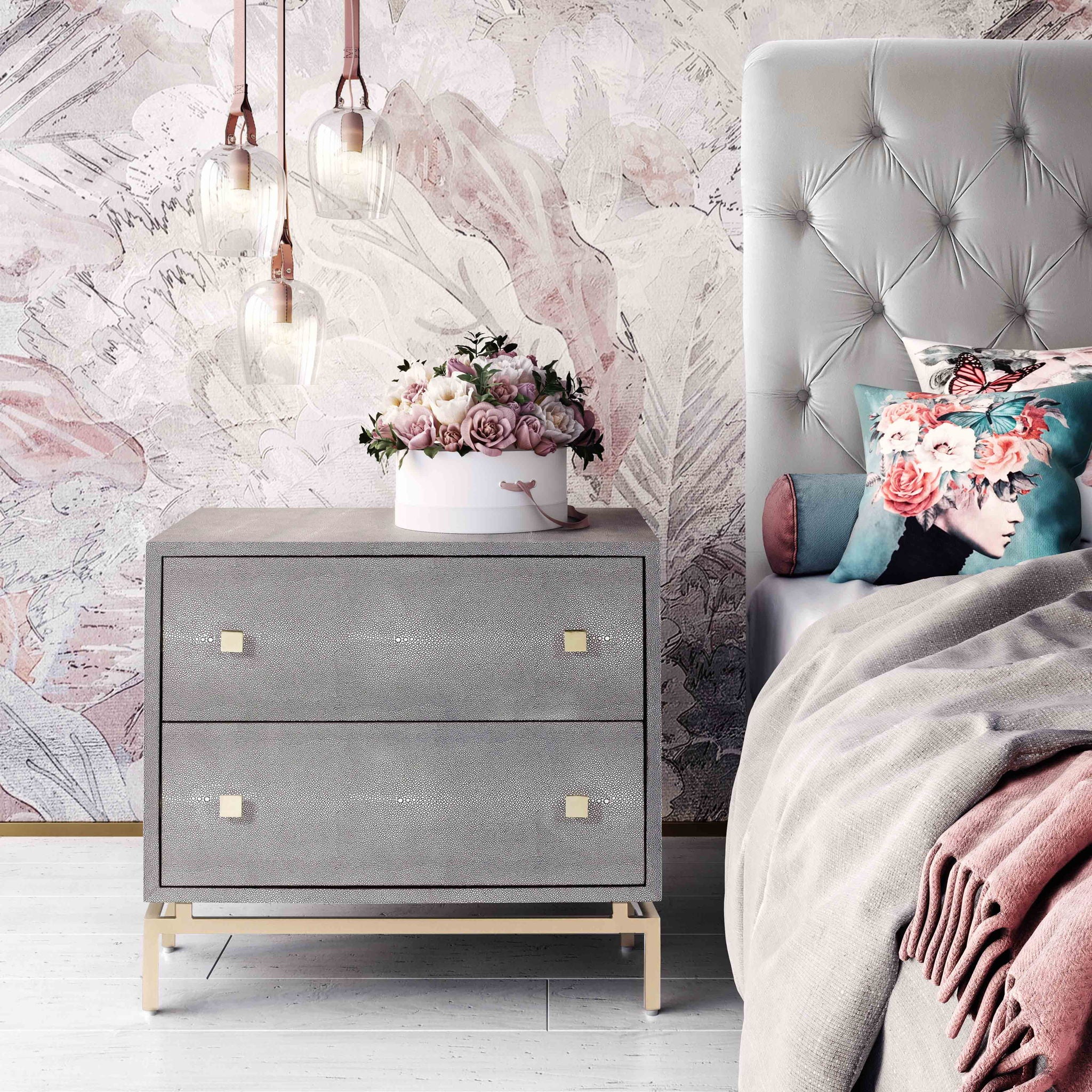 Pesce - Shagreen Nightstand - Gray
