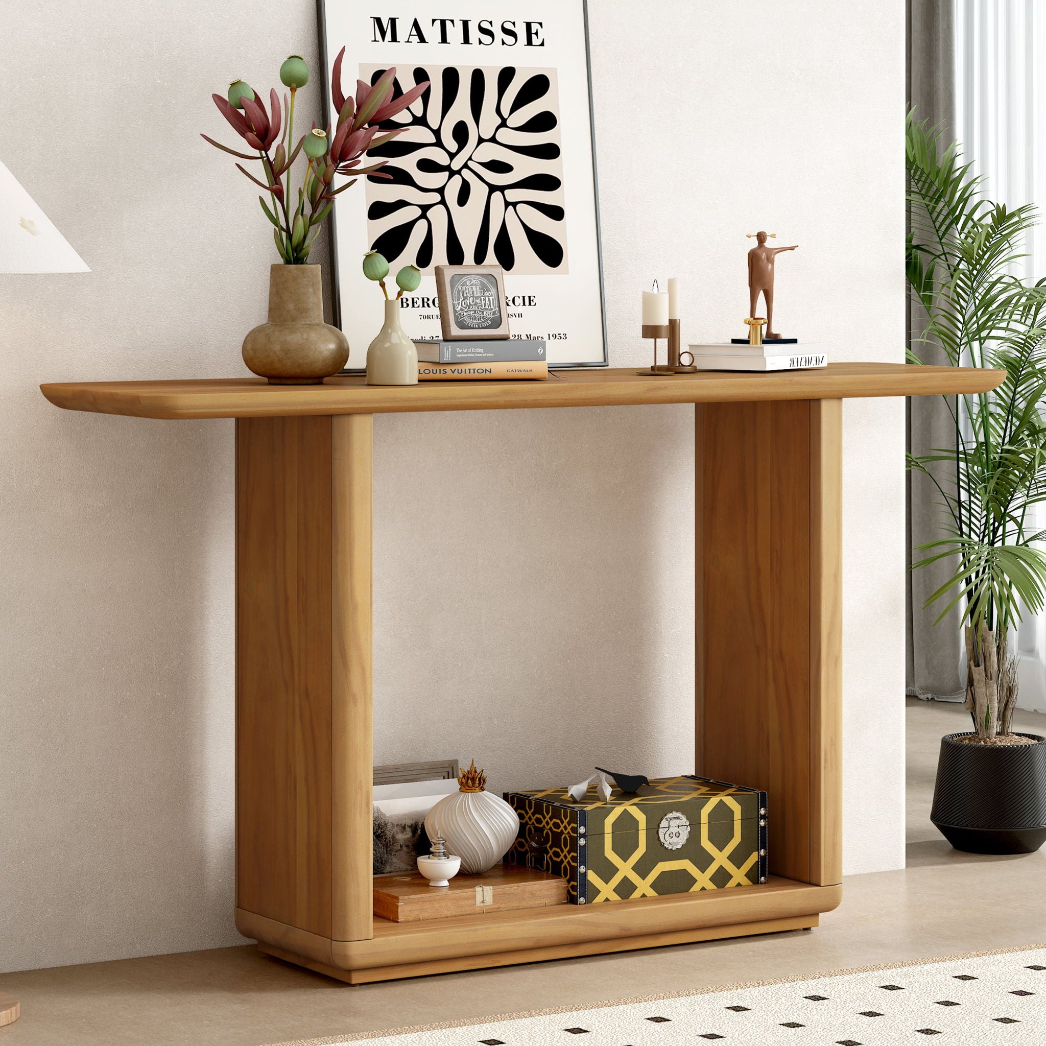 Console Table With Curved Corners And U Base Design