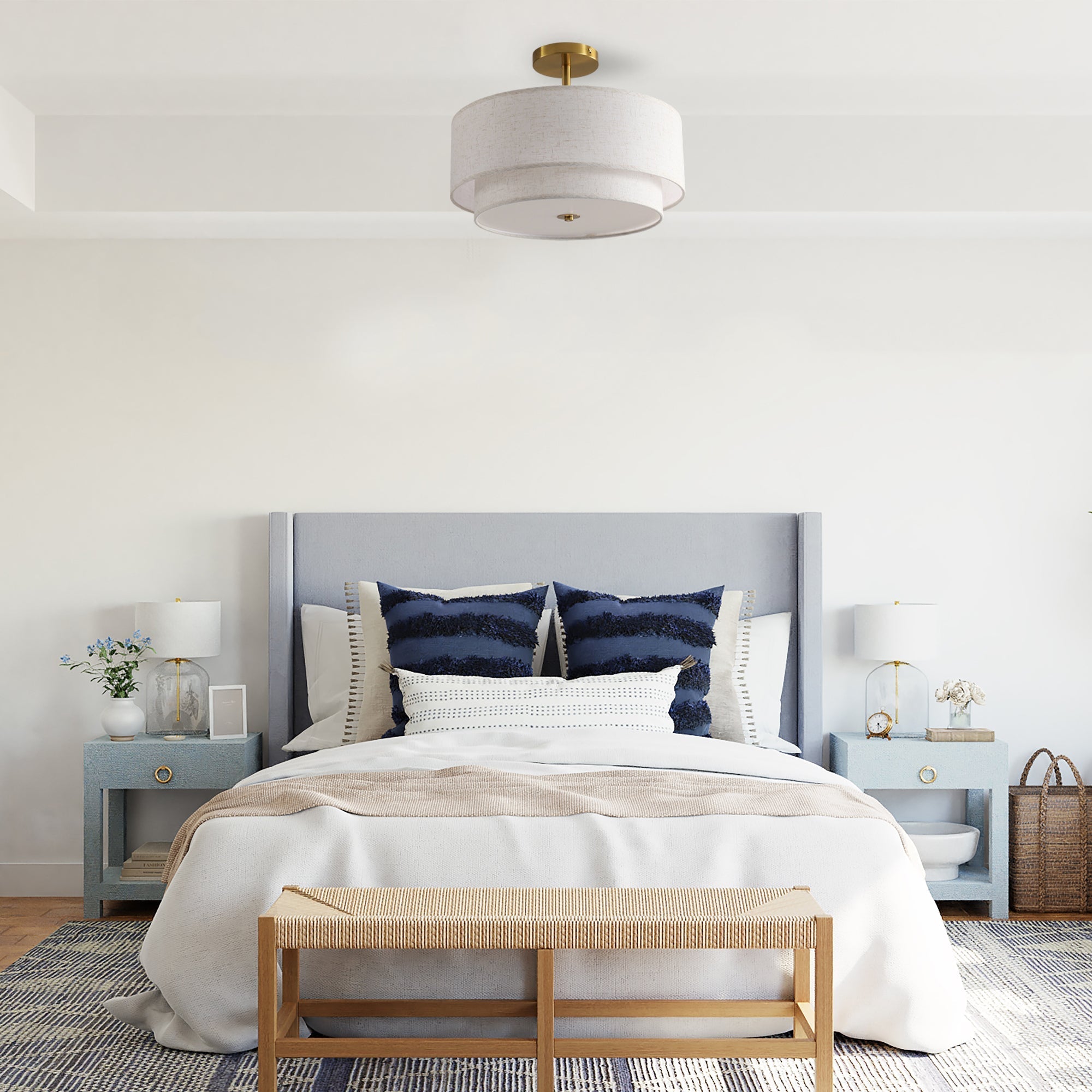 15' Modern Ceiling Light Fabric Upholstered