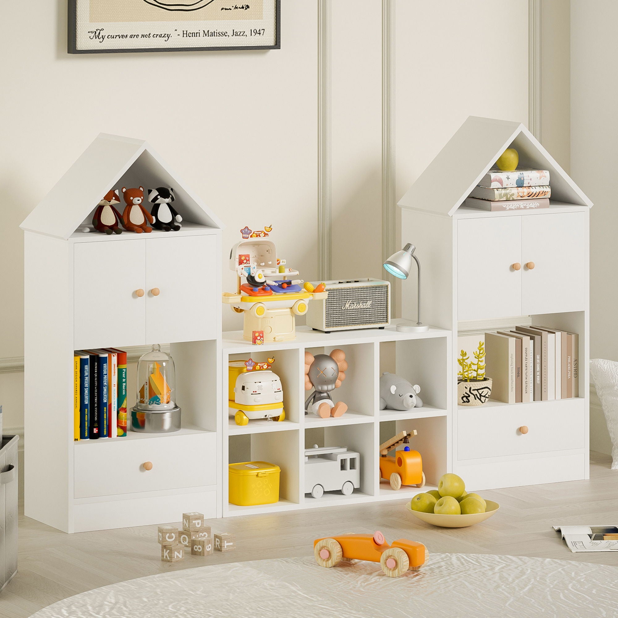 Versatile Children's Bookshelf With House Shaped Design, Multi Functional Storage For Books And Toys