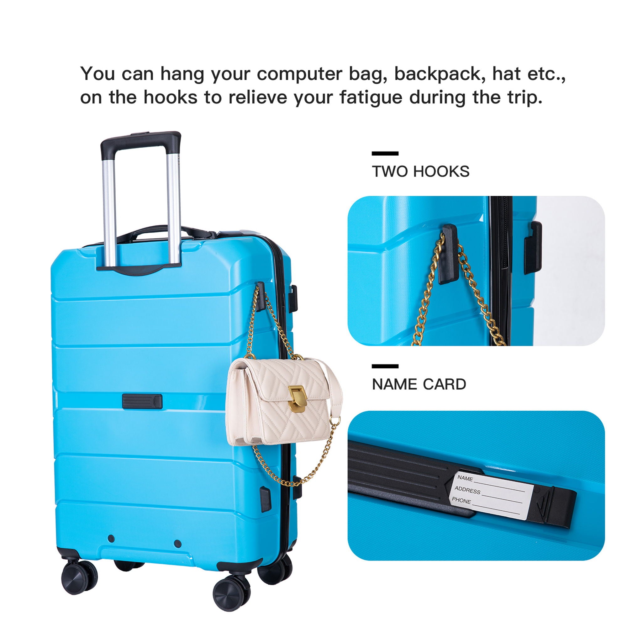 Hardshell Suitcase Spinner Wheels Lightweight Durable Suitcase With Tsa Lock, 3 Piece Set