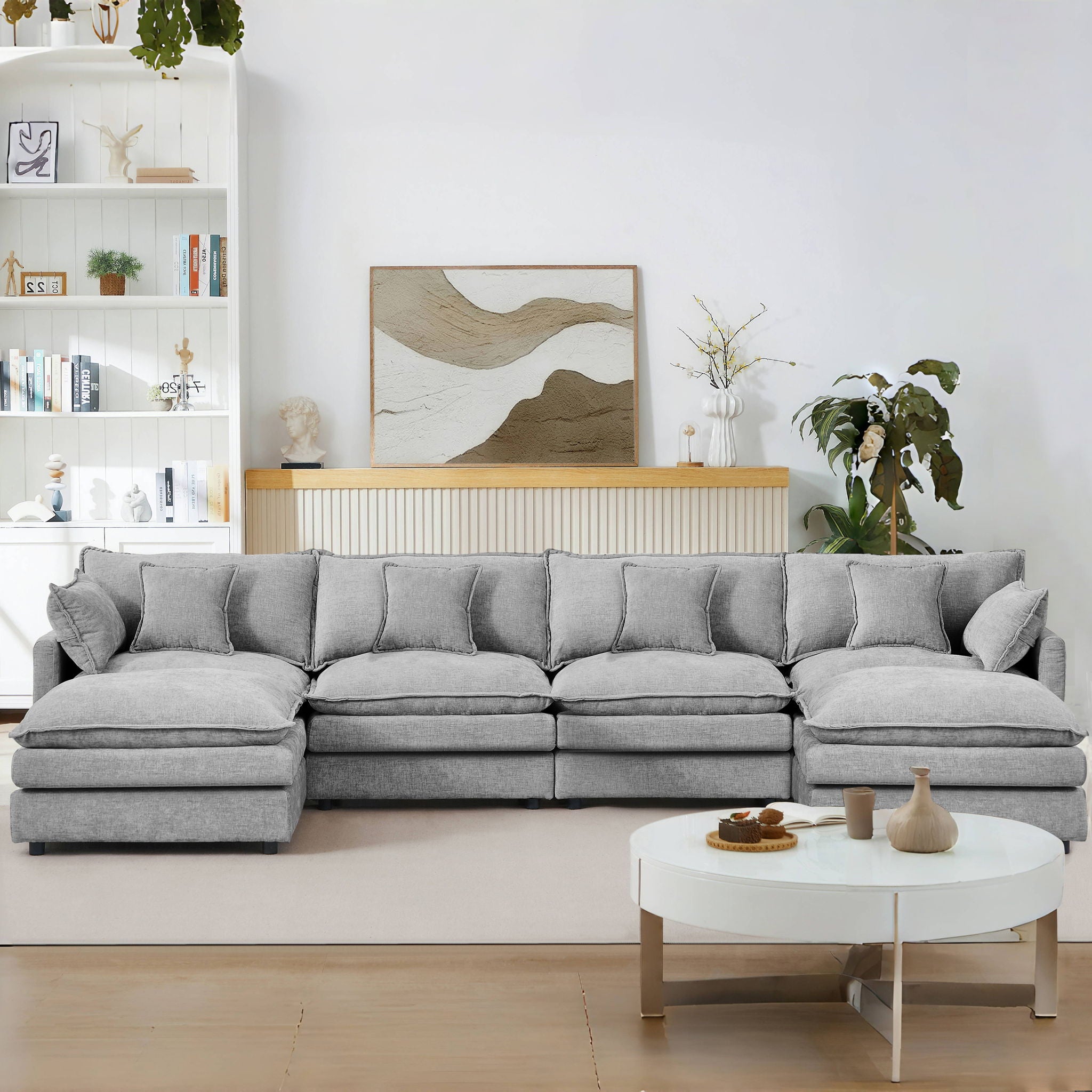 Modular U Shaped Sectional Sofa, 4 Seater Comfy Cloud Couch