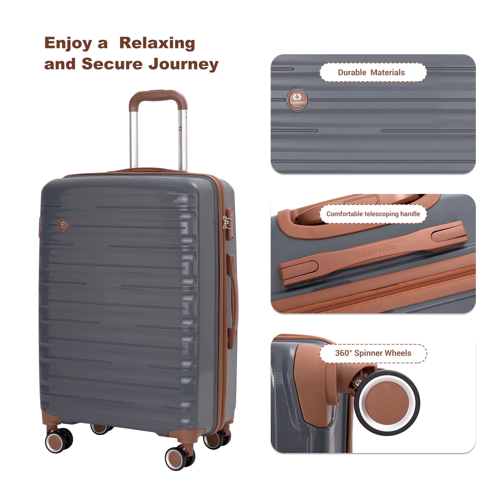 5 Piece Set Hardshell Carry On Luggage Set With Tsa Lock