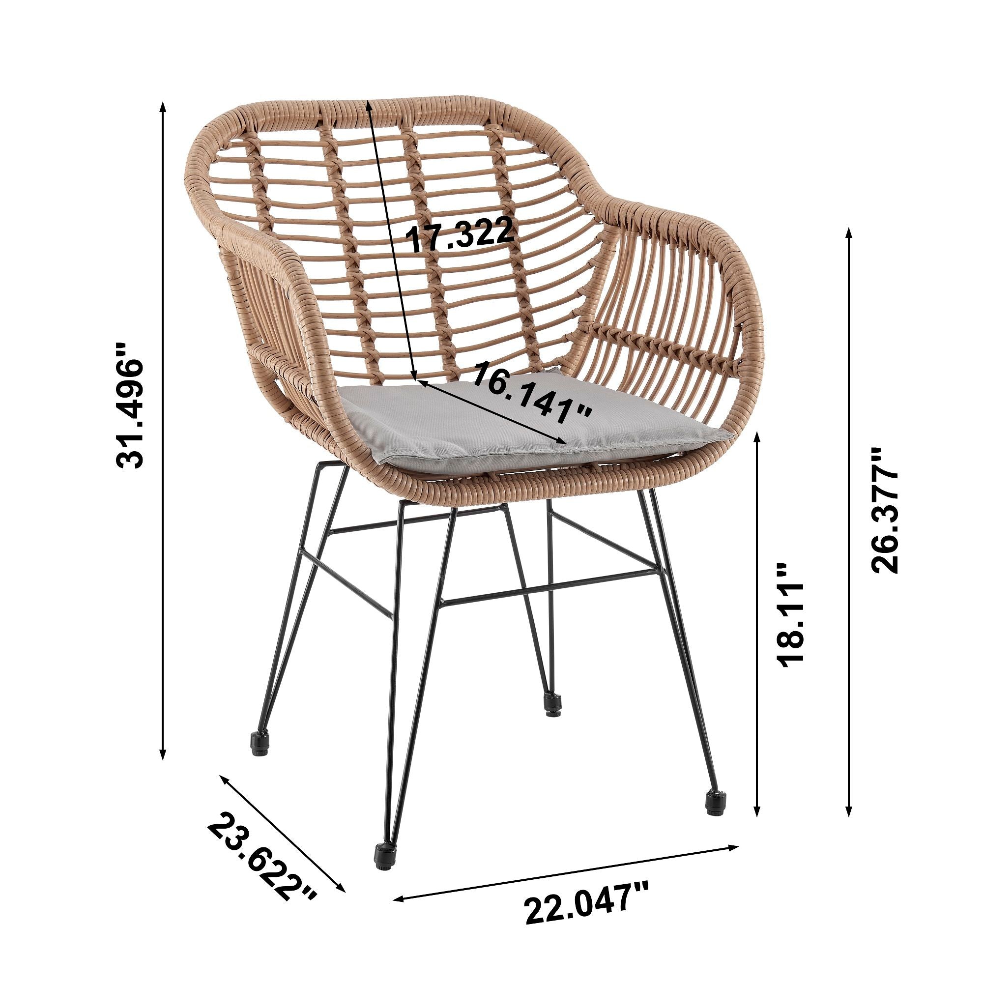 Antibes - 3 Piece Outdoor Patio Conversation Set