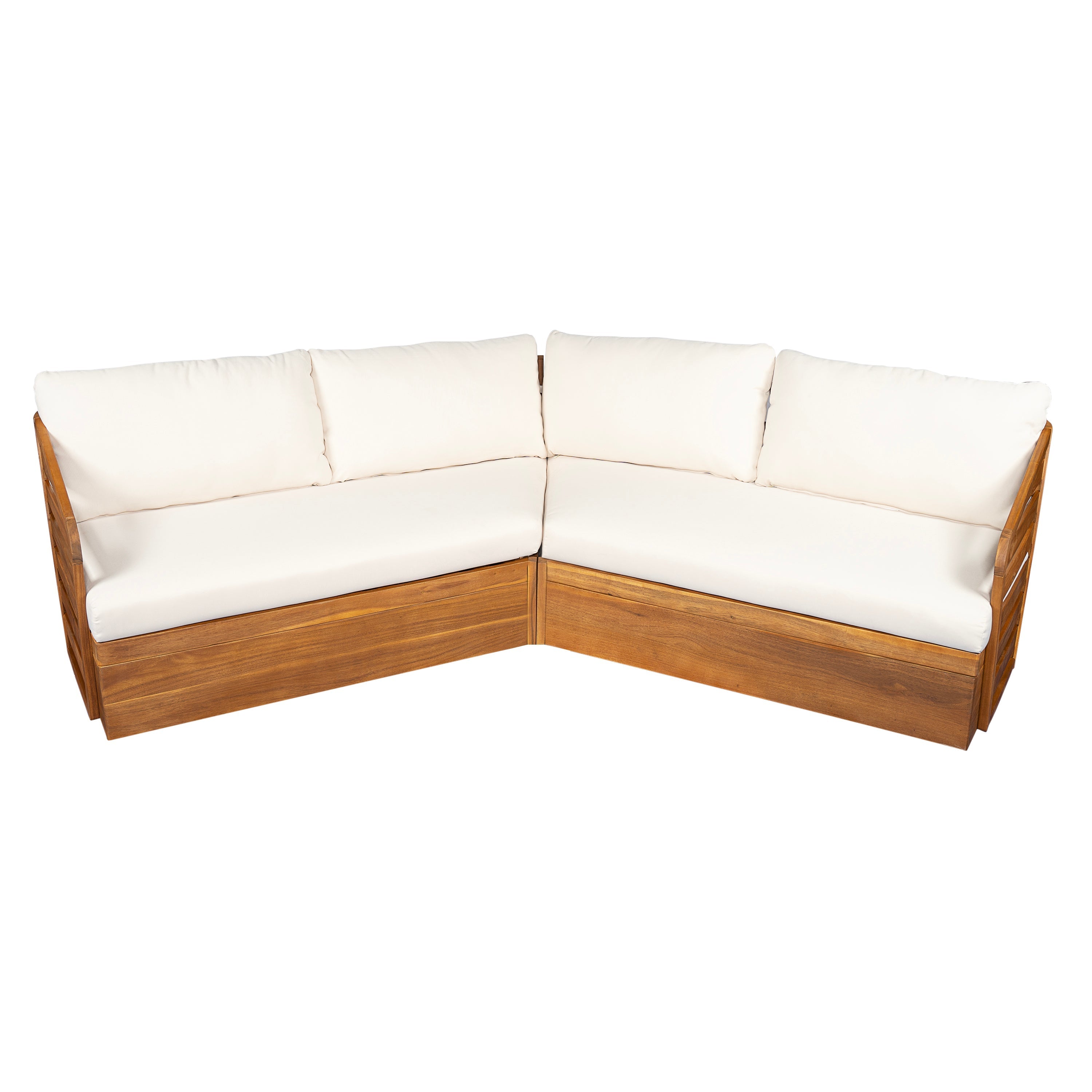 Royal Acacia Patio V Sofa Sectional Set, Beige