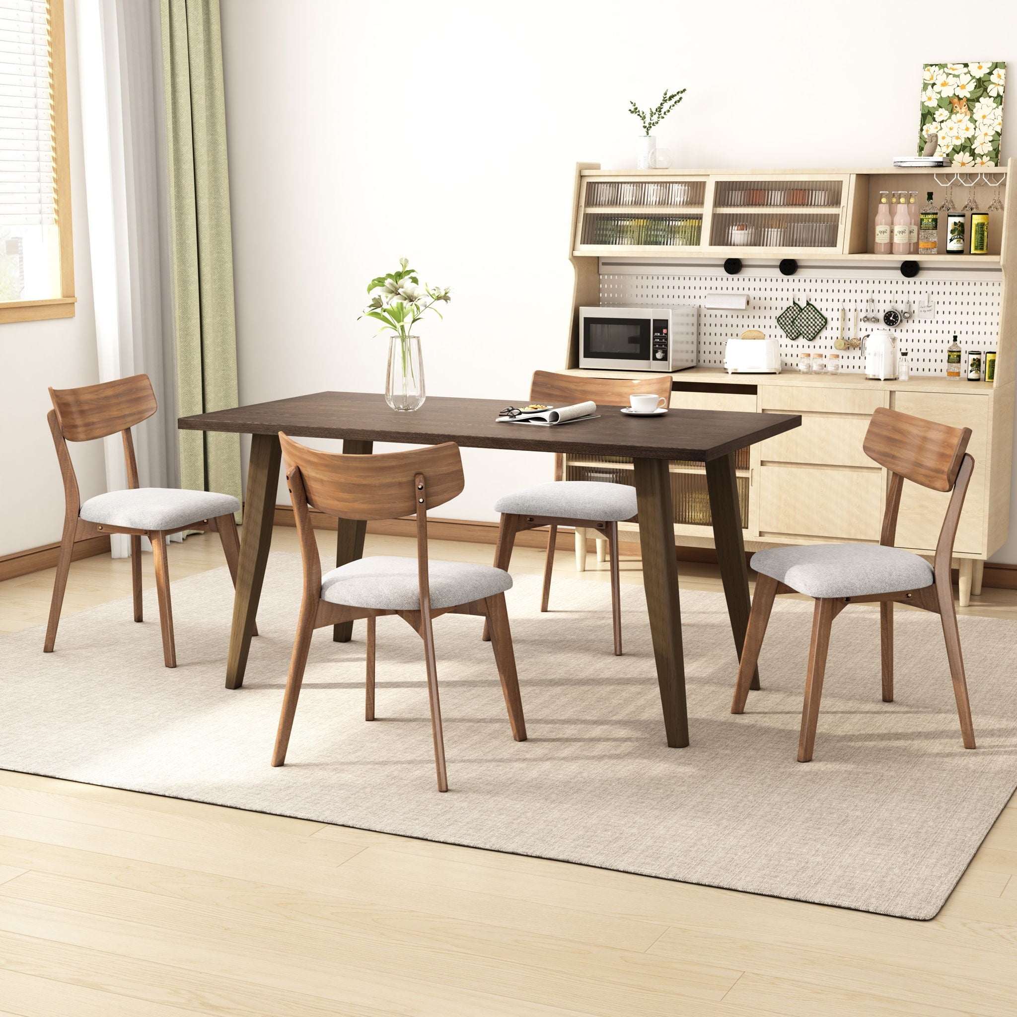 5 Piece Mid - Century Dining Set Upholstered Dining Chairs