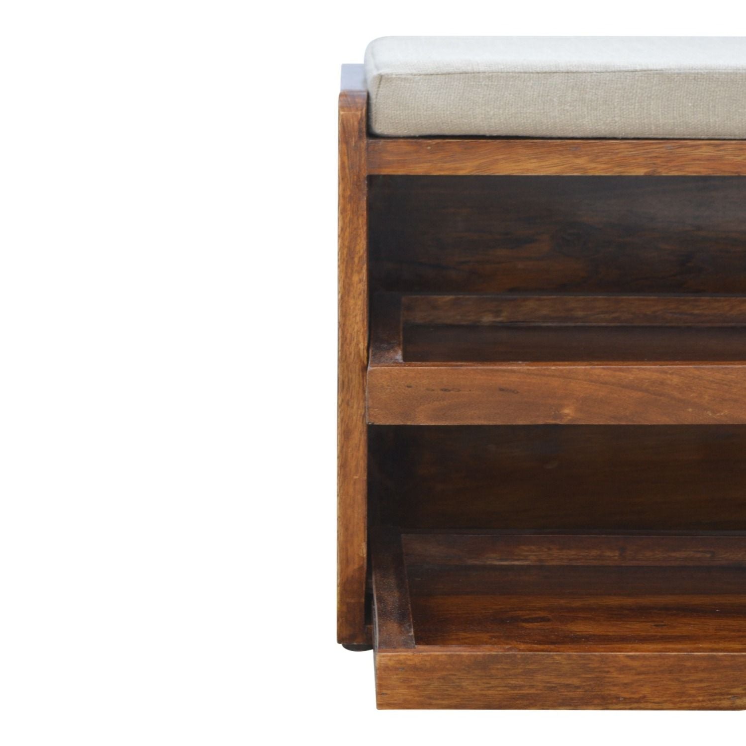 Pull Out Shoe Bench - Chestnut / Mud Linen - Best Buy Furniture