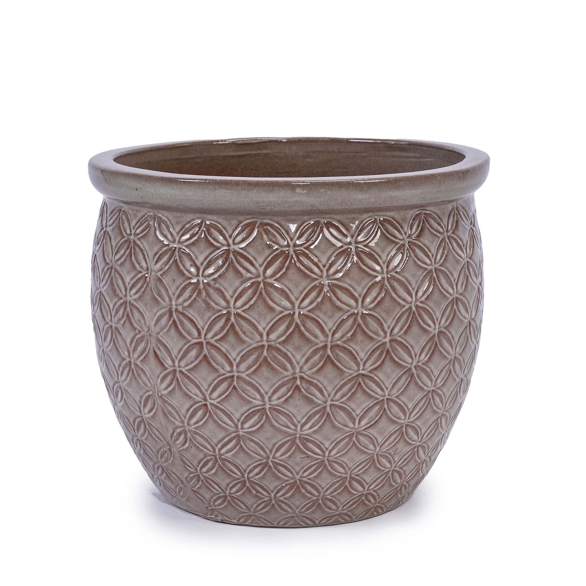 3 Pieces Ceramic Flowerpot, Planter For Patio & Garden Or Windowsills - Antique Yellow